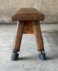 French Leather Pommel Horse Gym Bench