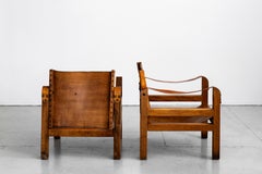 French Leather Safari Chairs