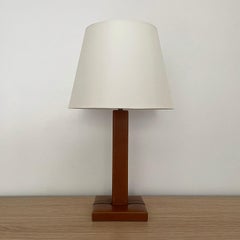 French Leather Table Lamp in style of Jacques Adnet