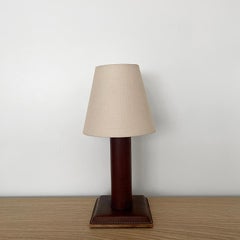 French Leather Table Lamp in style of Jacques Adnet