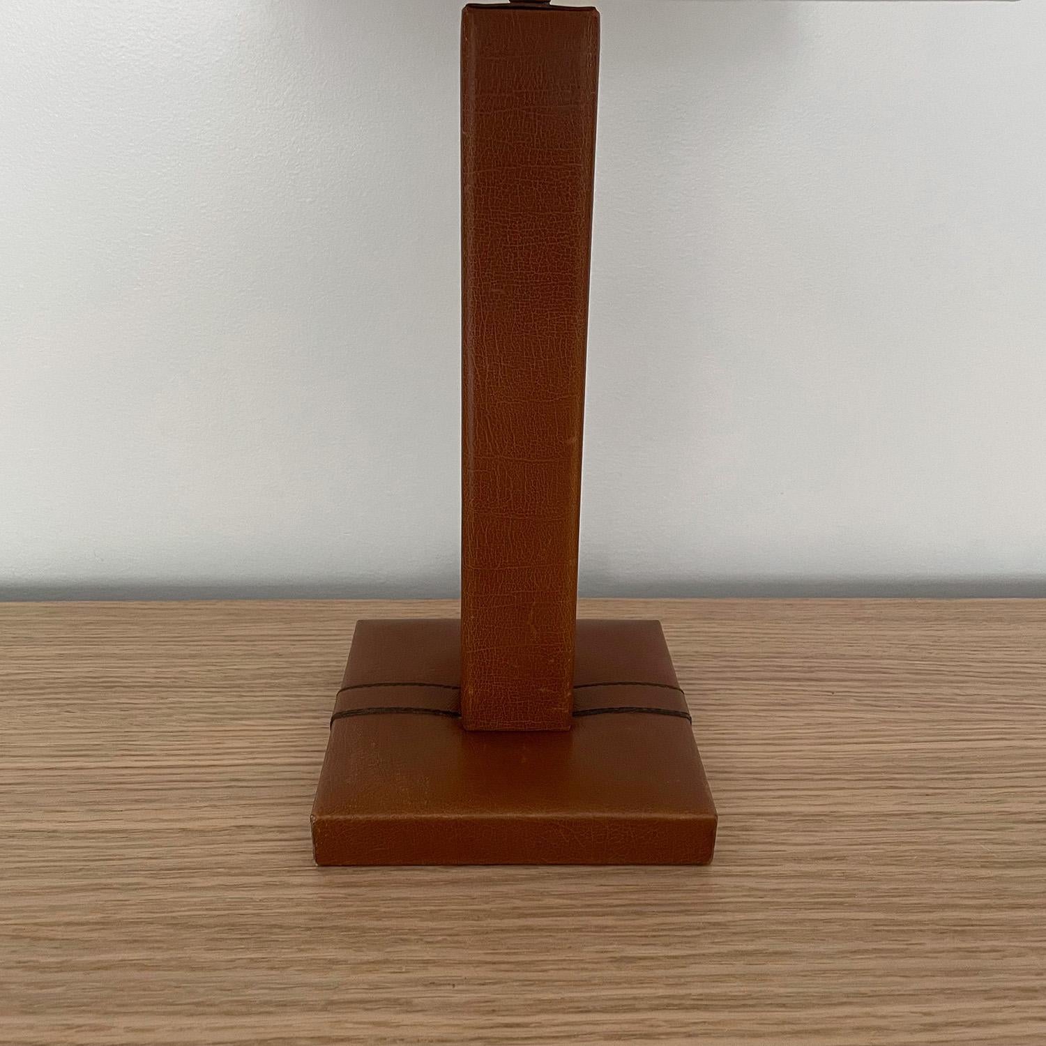 Mid-20th Century French Leather Table Lamp in style of Jacques Adnet For Sale