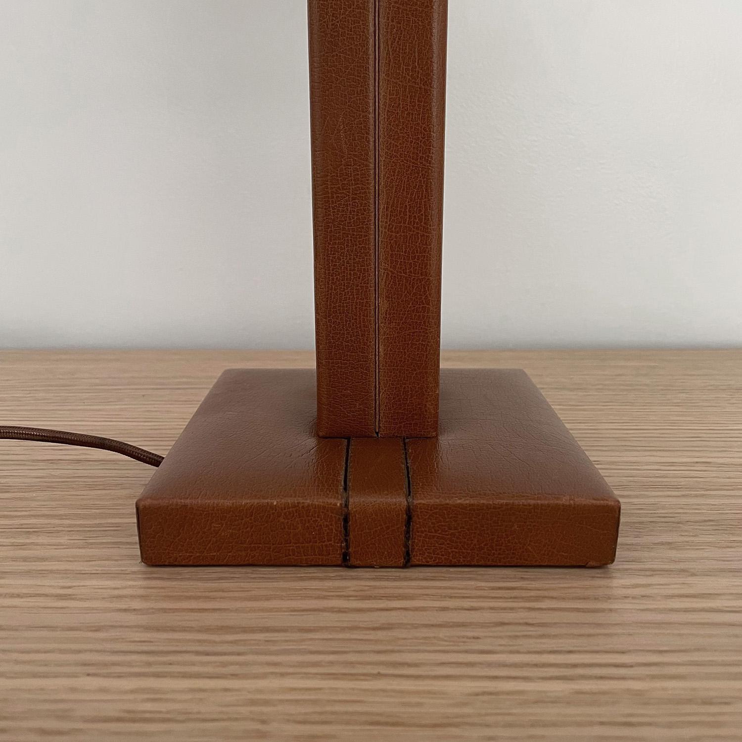 French Leather Table Lamp in style of Jacques Adnet For Sale 1