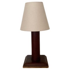French Leather Table Lamp in style of Jacques Adnet
