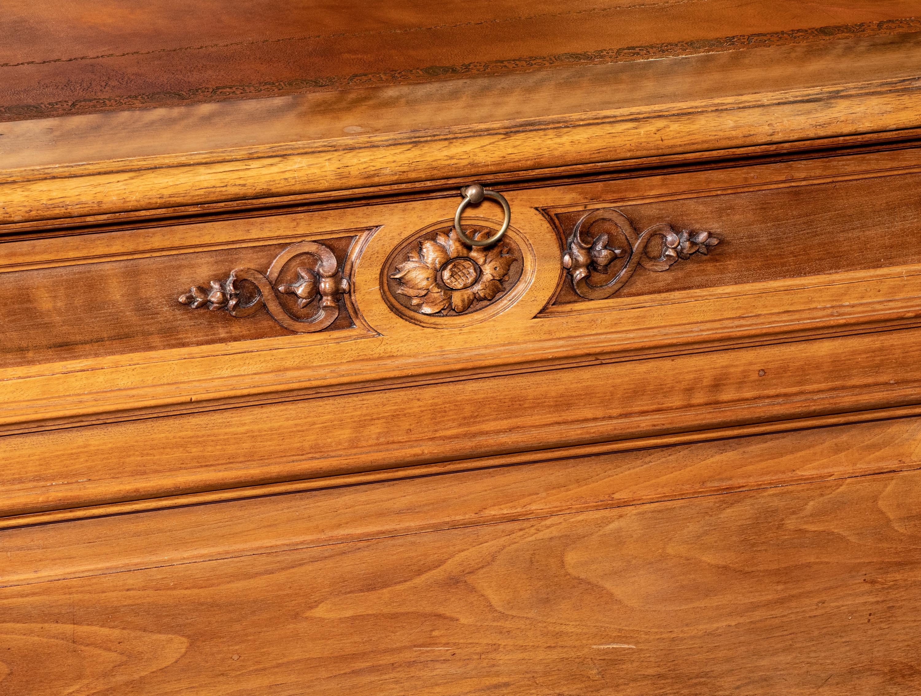 Oak French Leather Top Partner Desk