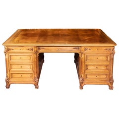 French Leather Top Partner Desk