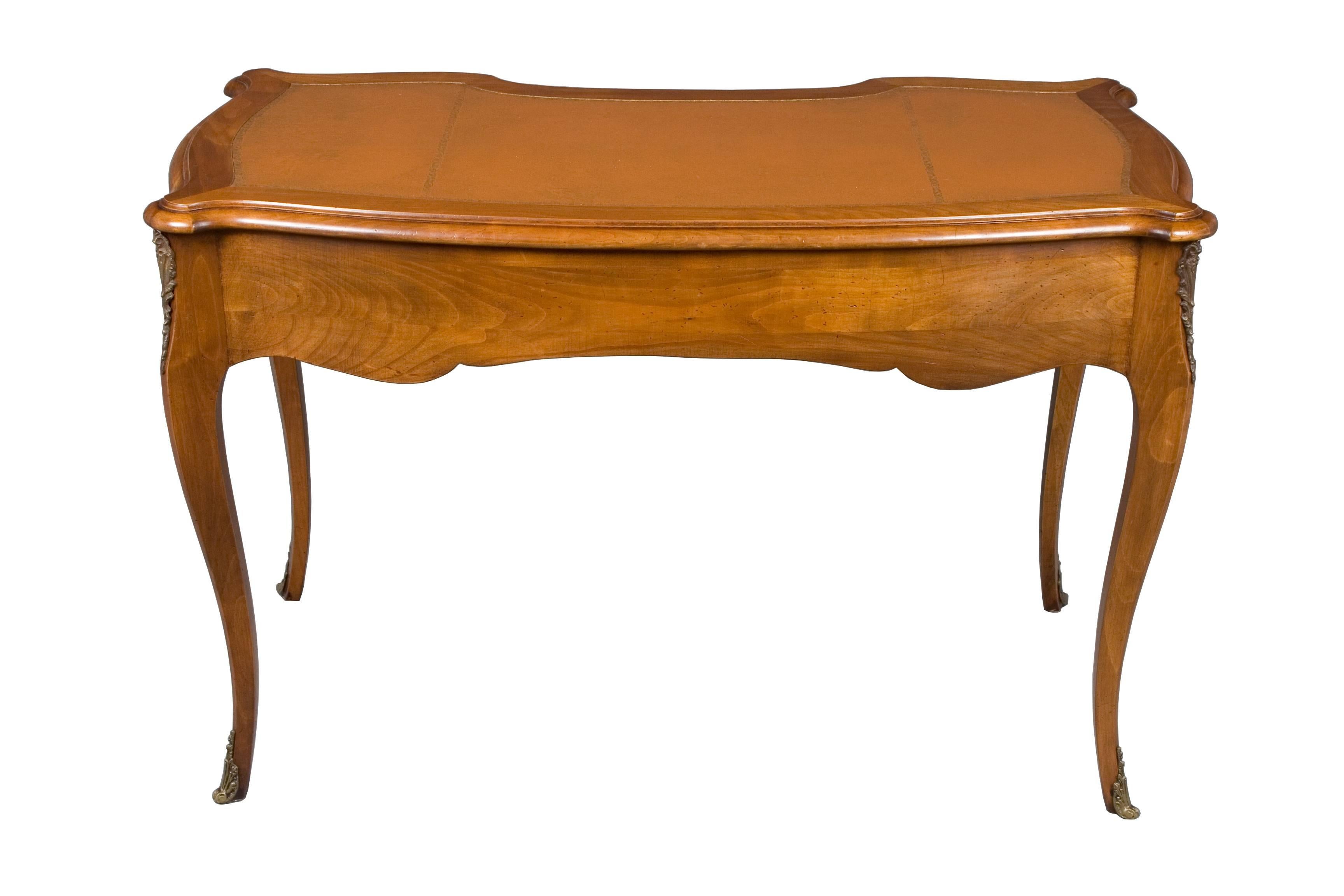 French Leather Top Shaped Writing Desk For Sale 4