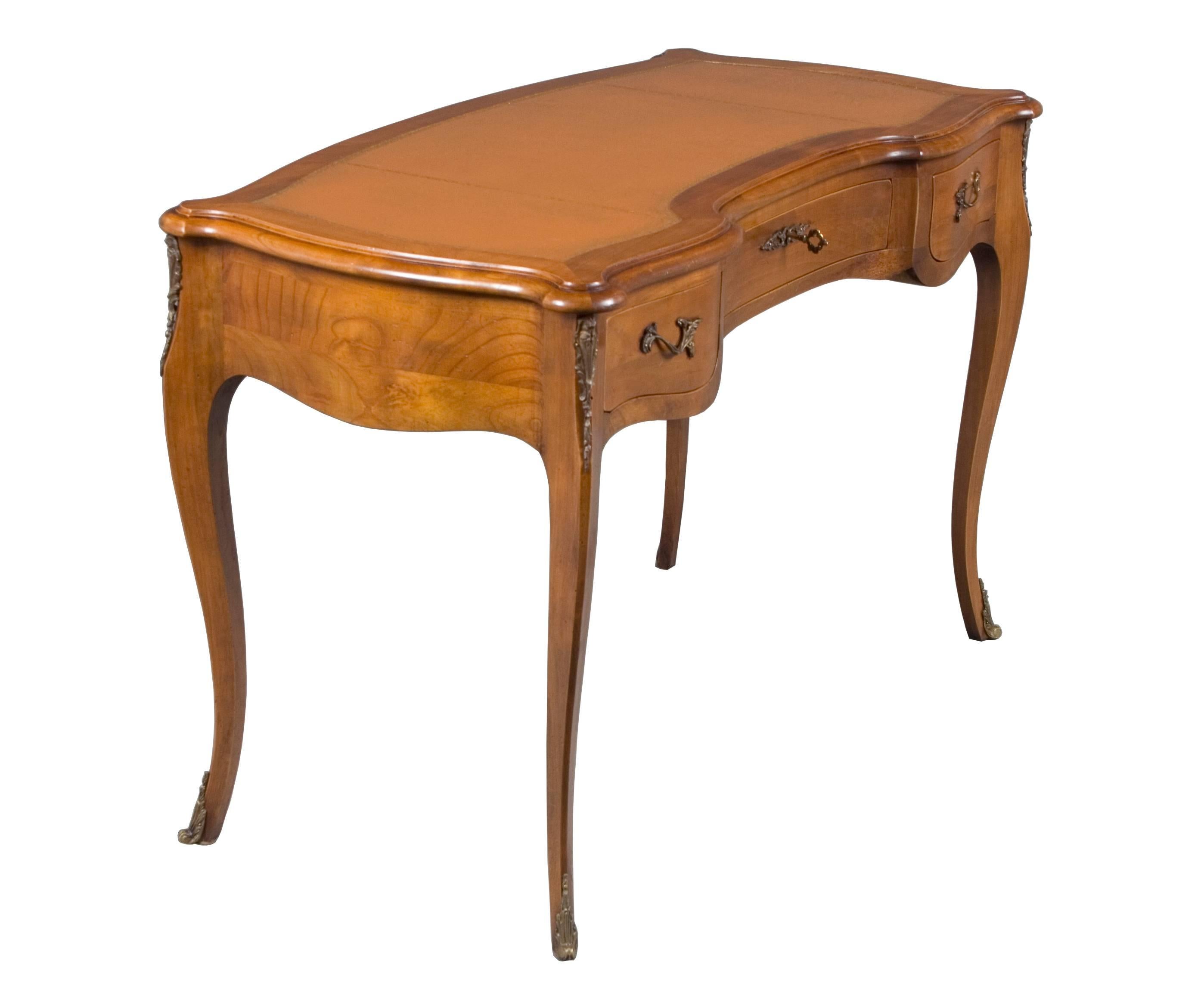 French Leather Top Shaped Writing Desk For Sale 2