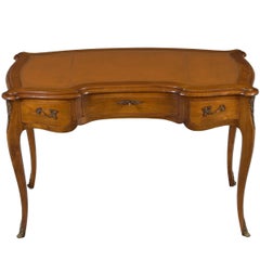 French Leather Top Shaped Writing Desk
