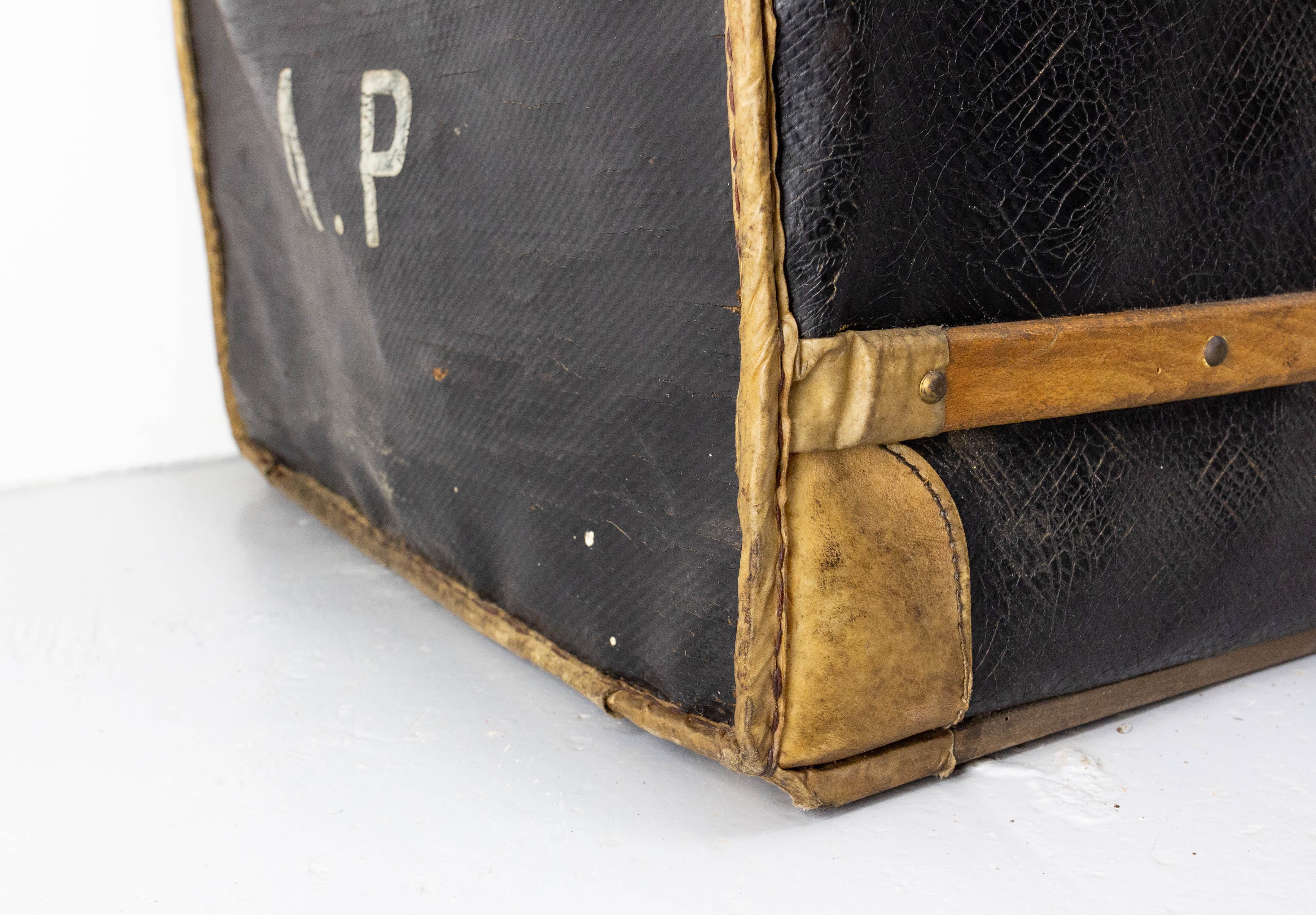 French Leather Trunk with Original Train Labels Paris to Chantilly, Late 19th C For Sale 8