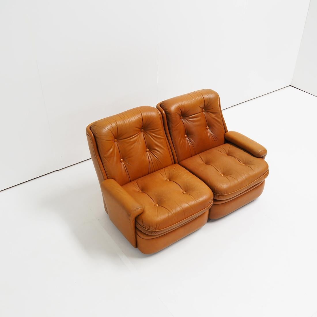 French Leather Two-Seater by Michel Cadestin for Airborne For Sale 4