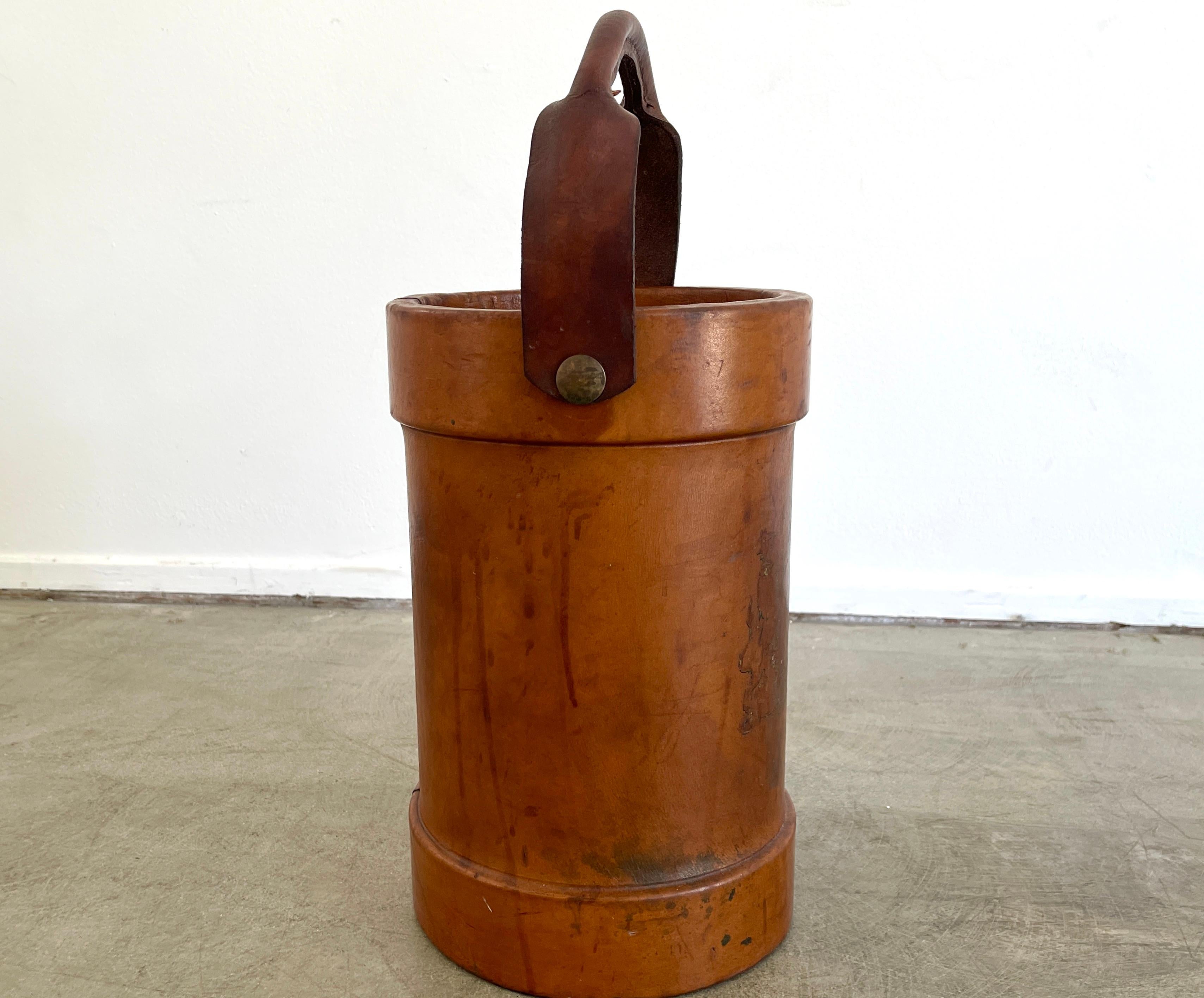 Mid-20th Century French Leather Umbrella Holder