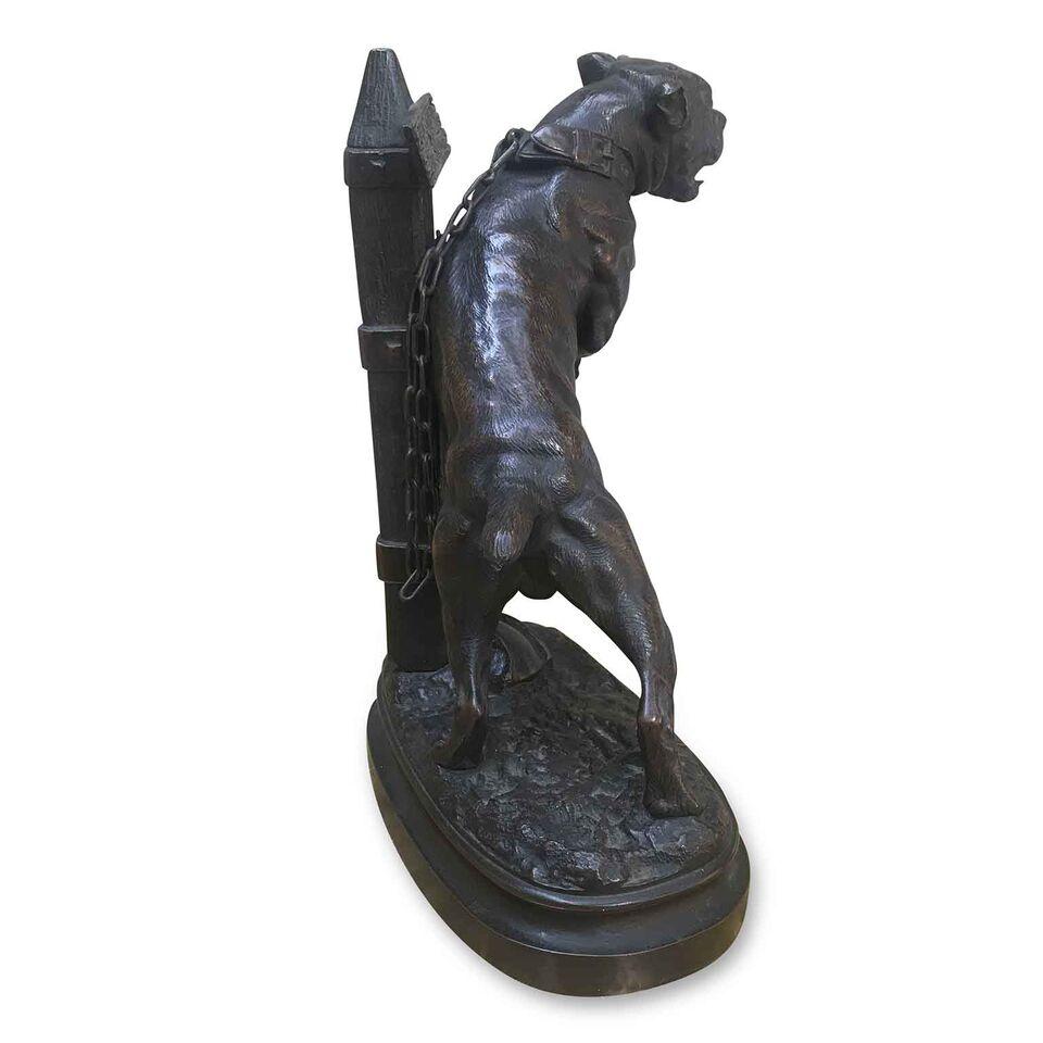 Chien de garde français du 19ème siècle Sculpture en bronze signée Lecourtier 1878 3