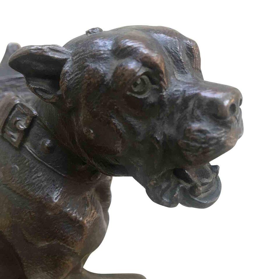 French 19th Century Guard Dog Bronze Sculpture signed Lecourtier 1878 8