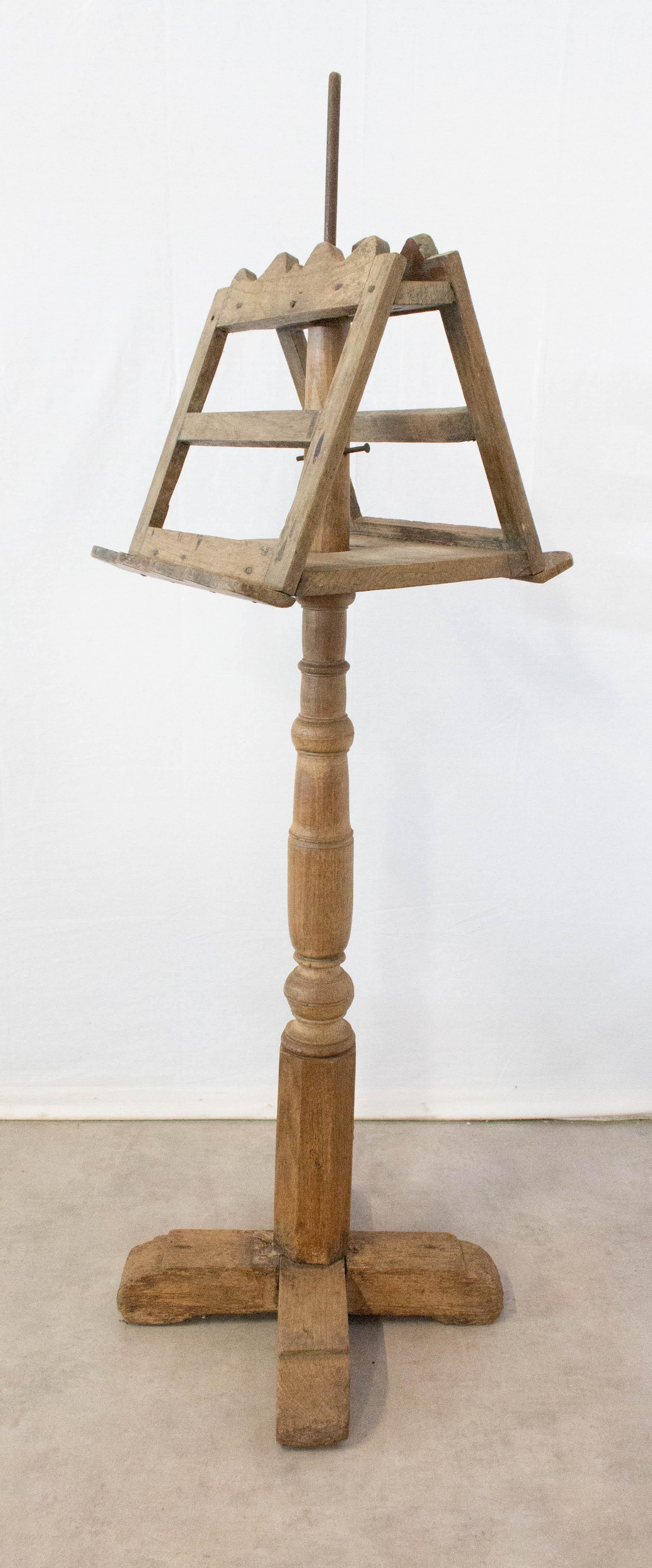 18th century wood music or book stand from France
The lectern is separable from its foot and can be placed on a piece of furniture.
Very good antique condition, marks of use, candle burns and superb patina,
with a only a few small old
