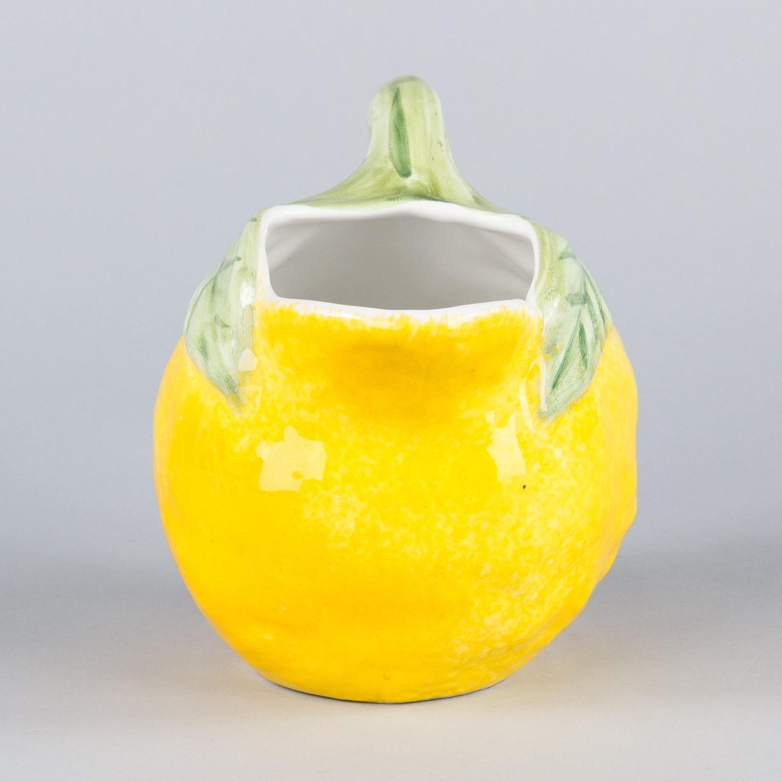 Glazed French Lemon Shaped Ceramic Pitcher, 1960s