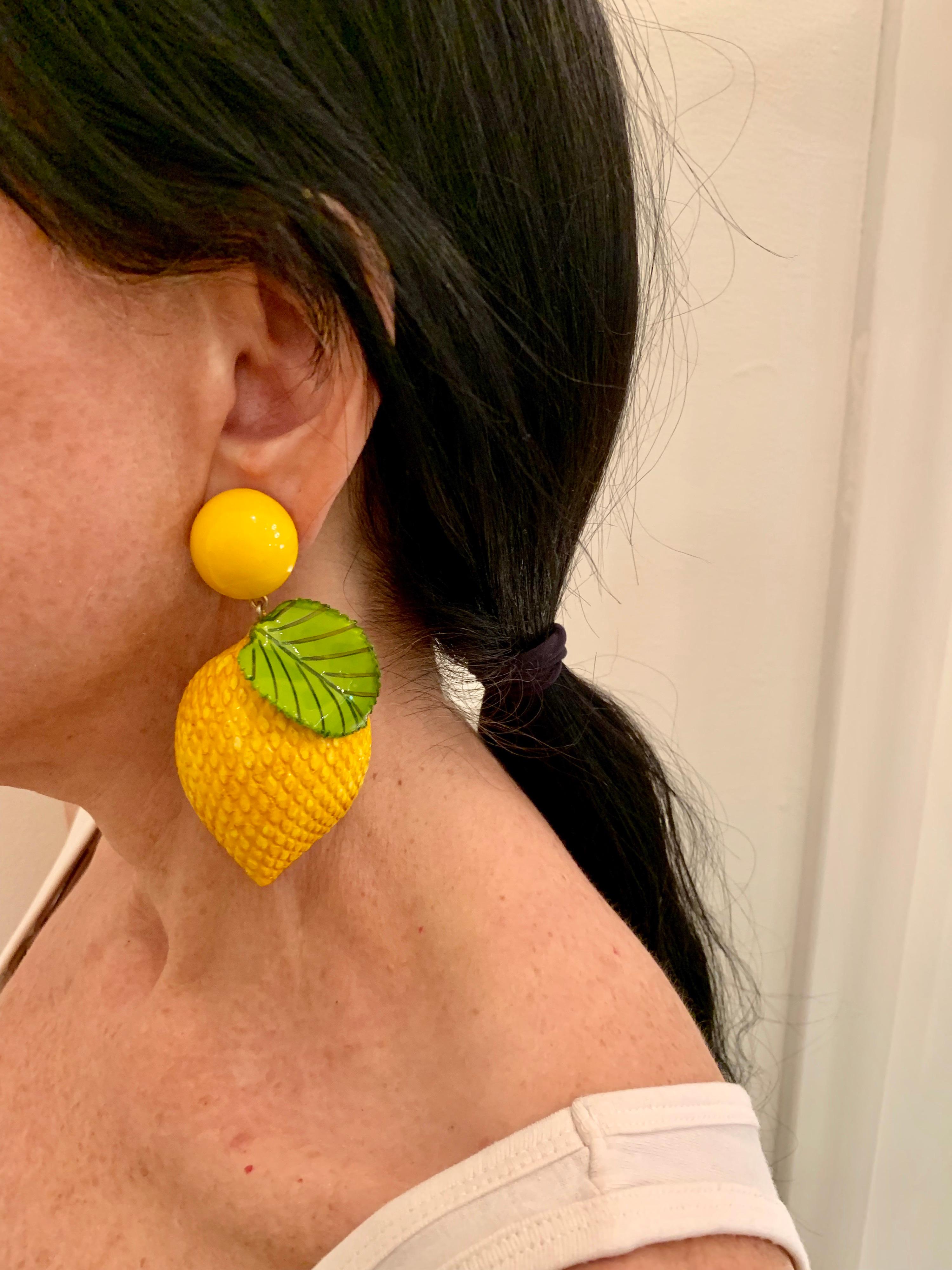 Contemporary French Lemon Statement Earrings