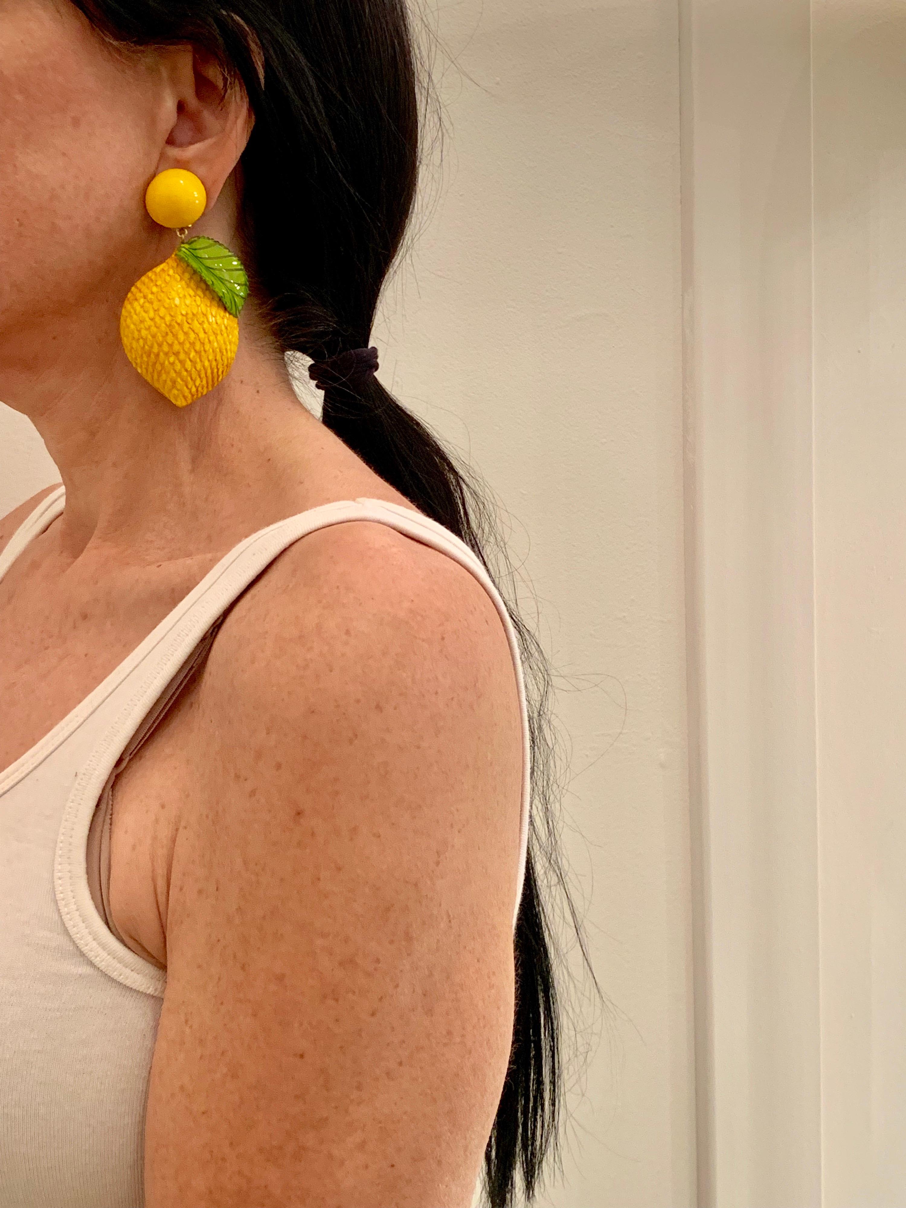 French Lemon Statement Earrings In New Condition In Palm Springs, CA