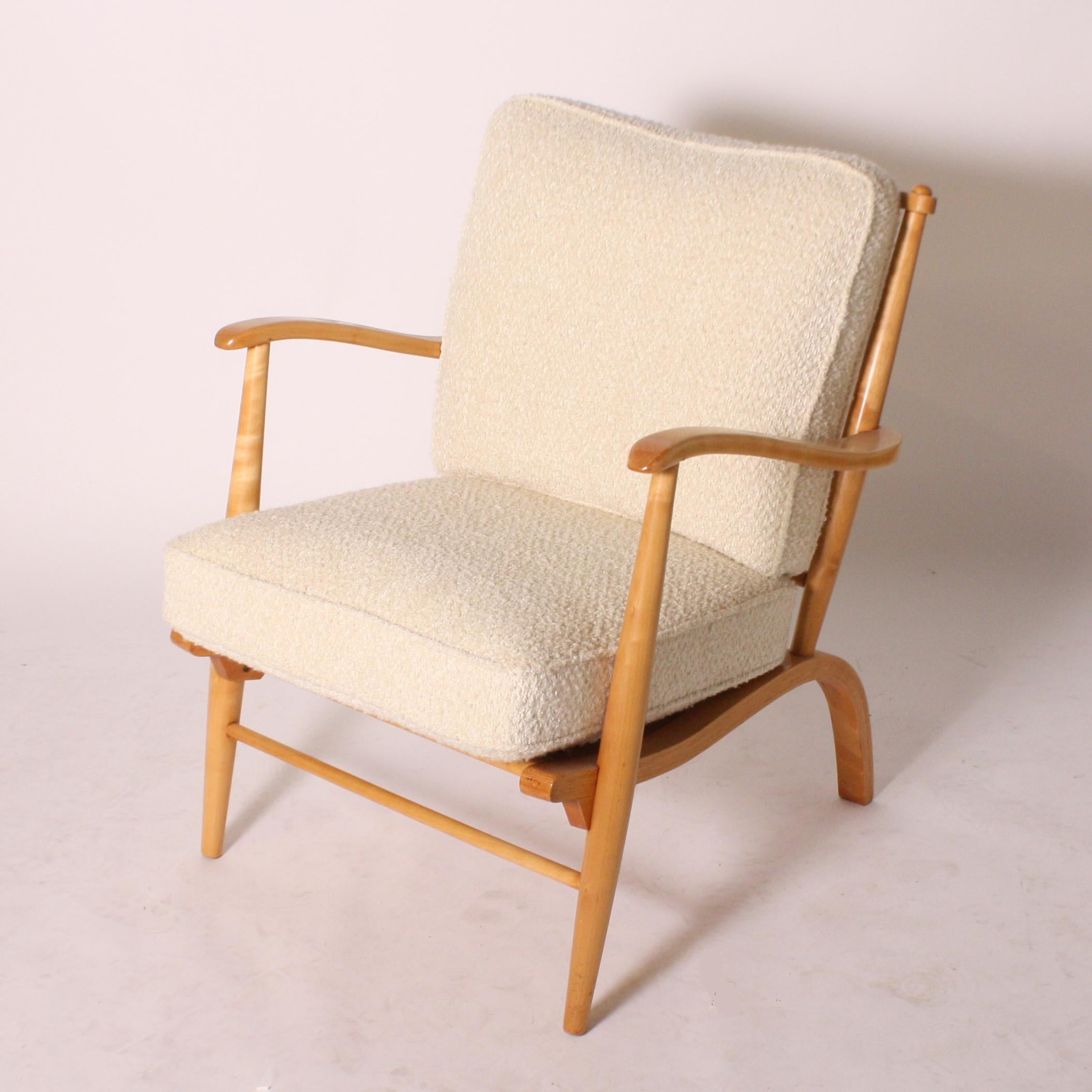 Mid-20th Century French Lemon Wood Chair, circa 1950 For Sale