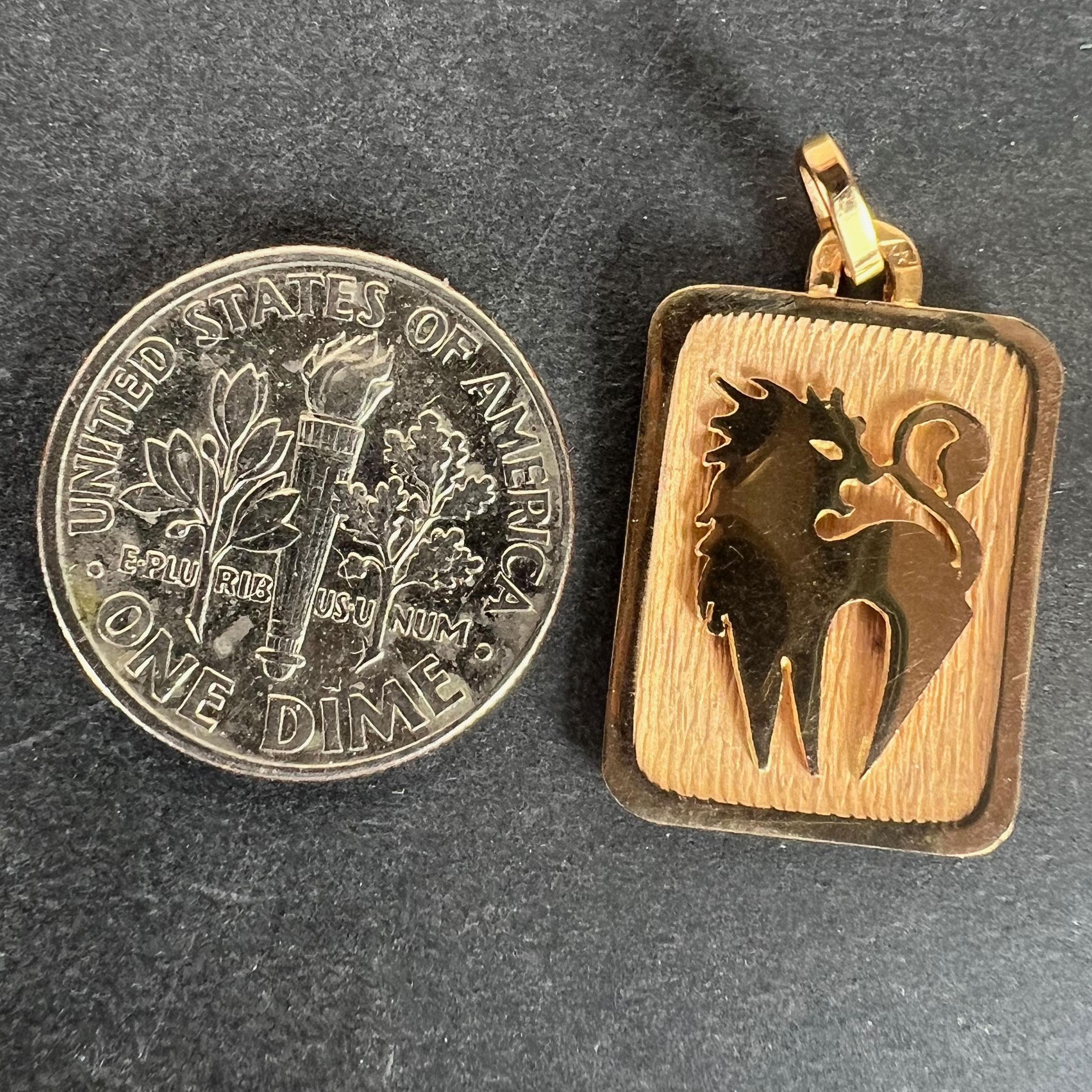 Ciondolo a forma di medaglia con charm in oro giallo 18 carati con il segno zodiacale del Leone in vendita 6