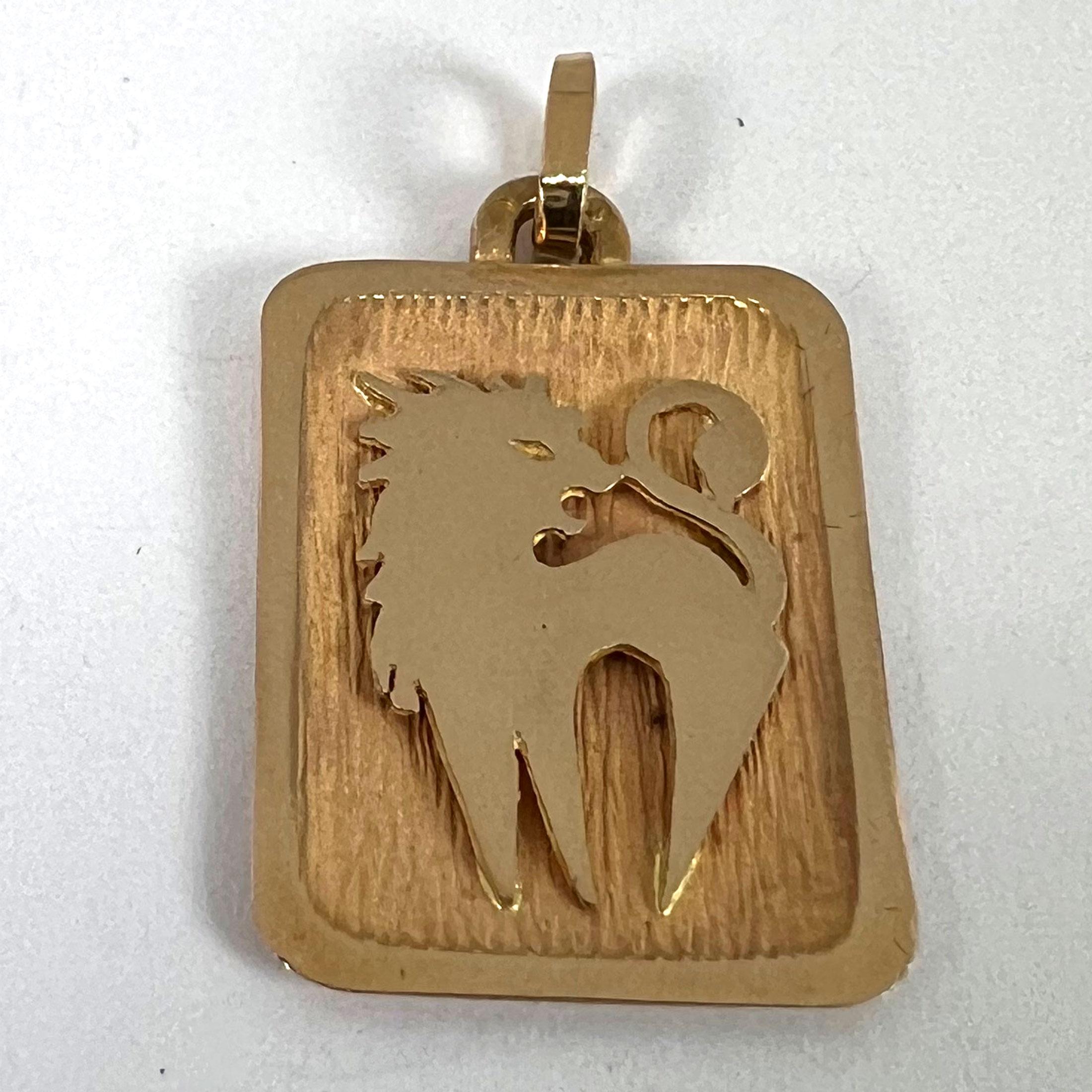 Ciondolo a forma di medaglia con charm in oro giallo 18 carati con il segno zodiacale del Leone in vendita 8