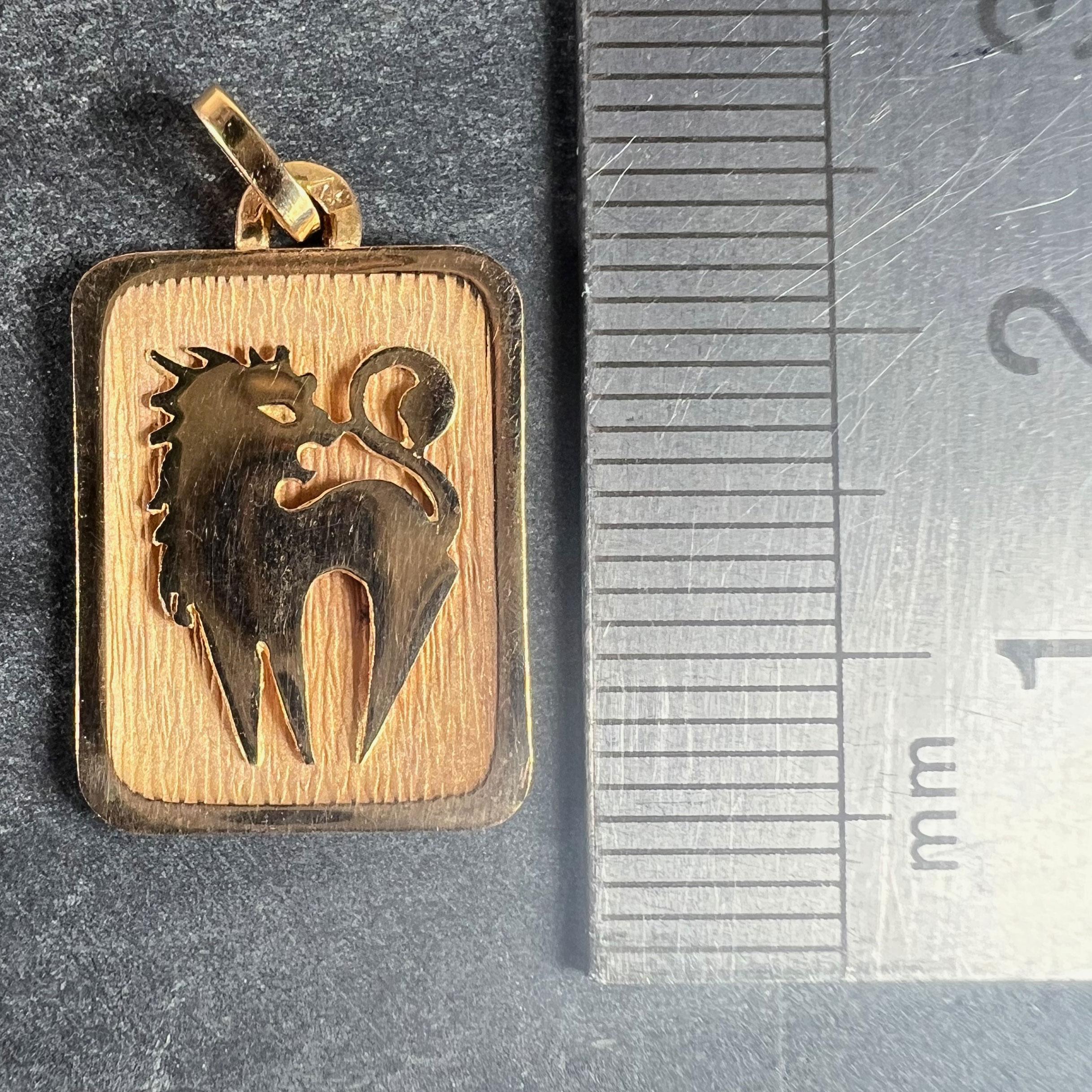 Ciondolo a forma di medaglia con charm in oro giallo 18 carati con il segno zodiacale del Leone in vendita 5