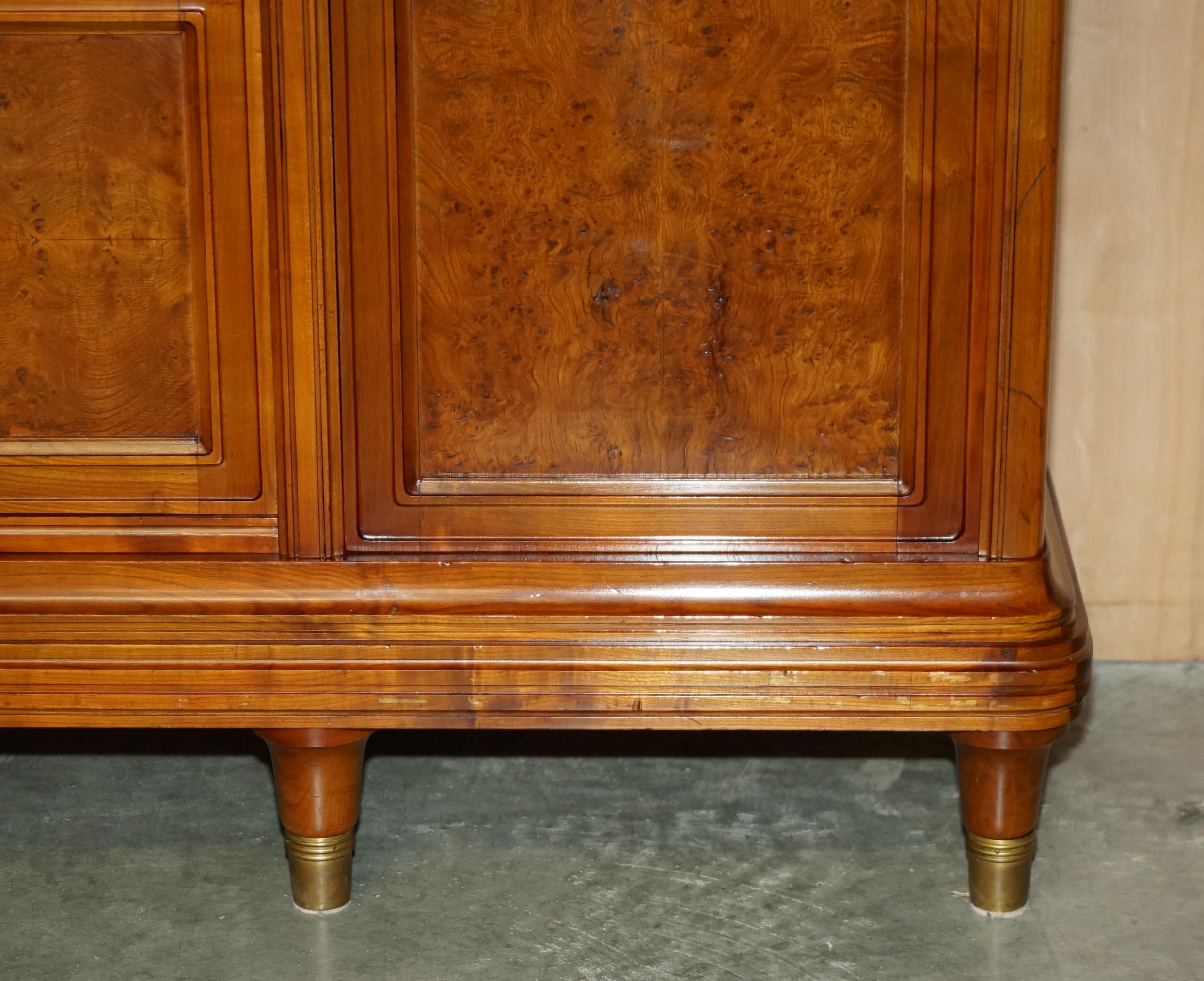 FRENCH LEON JALLOT ART NOUVEAU BURR WALNUT BOOKCASE CABINET CUPBOARDS PART SUiTE For Sale 4