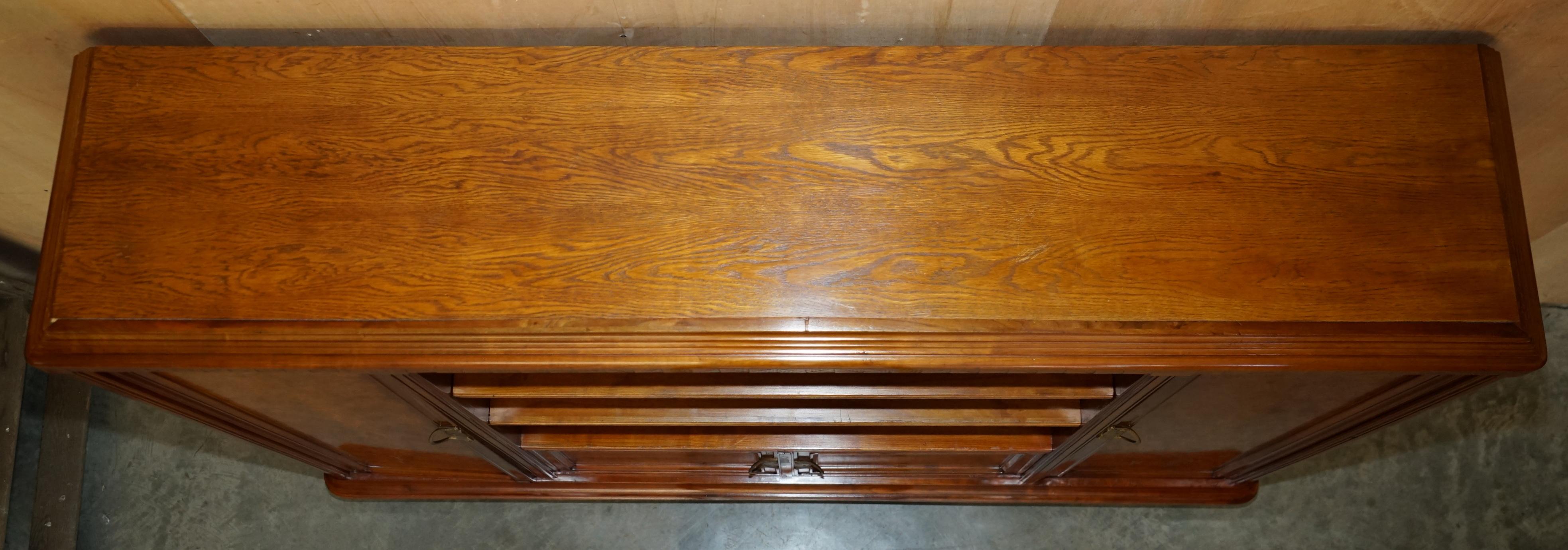 FRENCH LEON JALLOT ART NOUVEAU BURR WALNUT BOOKCASE CABINET CUPBOARDS PART SUiTE For Sale 6