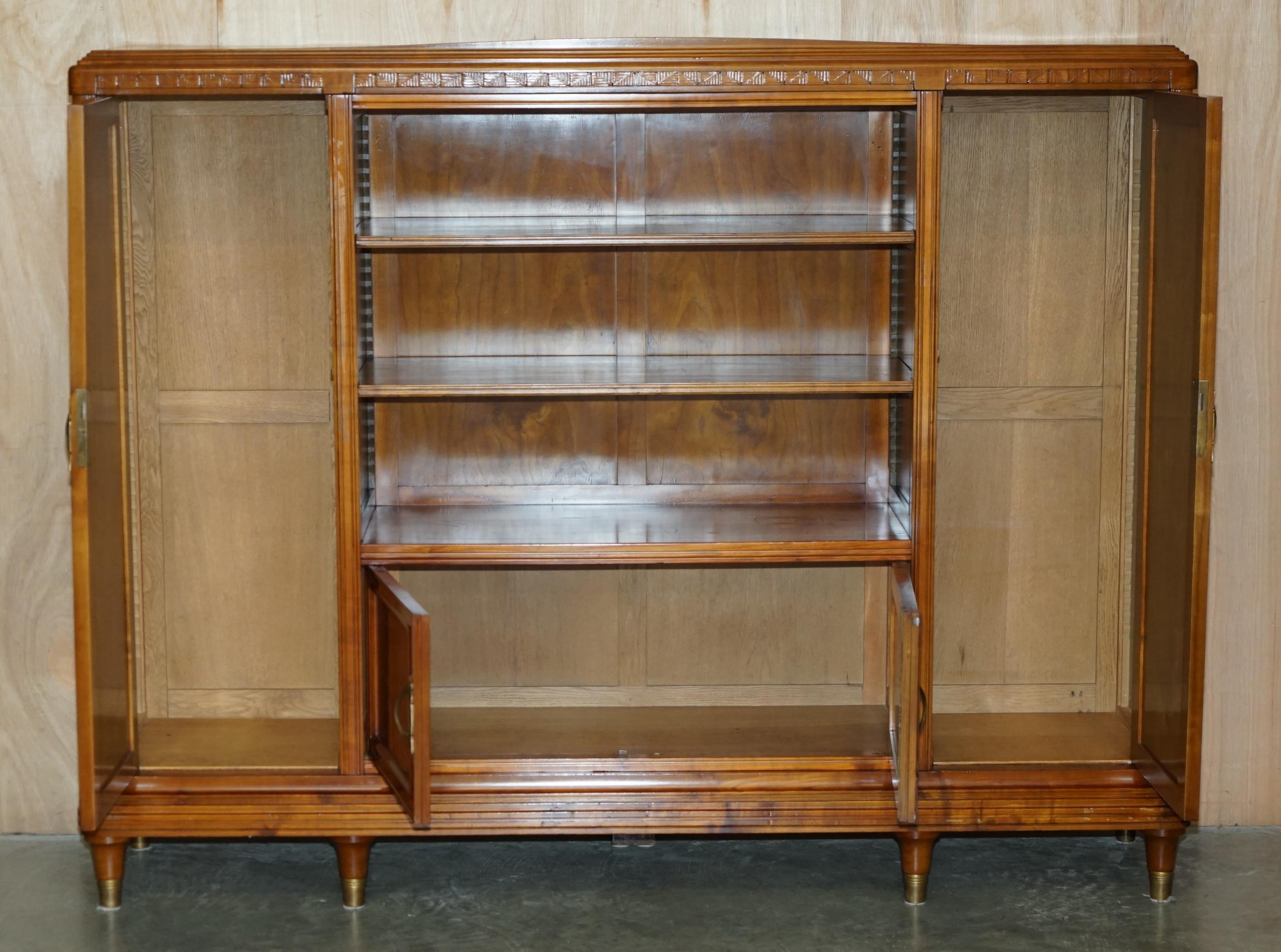 FRENCH LEON JALLOT ART NOUVEAU BURR WALNUT BOOKCASE CABINET CUPBOARDS PART SUiTE For Sale 10