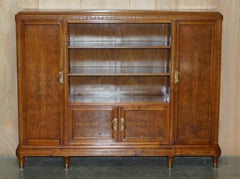 FRENCH LEON JALLOT ART NOUVEAU BURR WALNUT BOOKCASE CABINET CUPBOARDS PART SUiTE