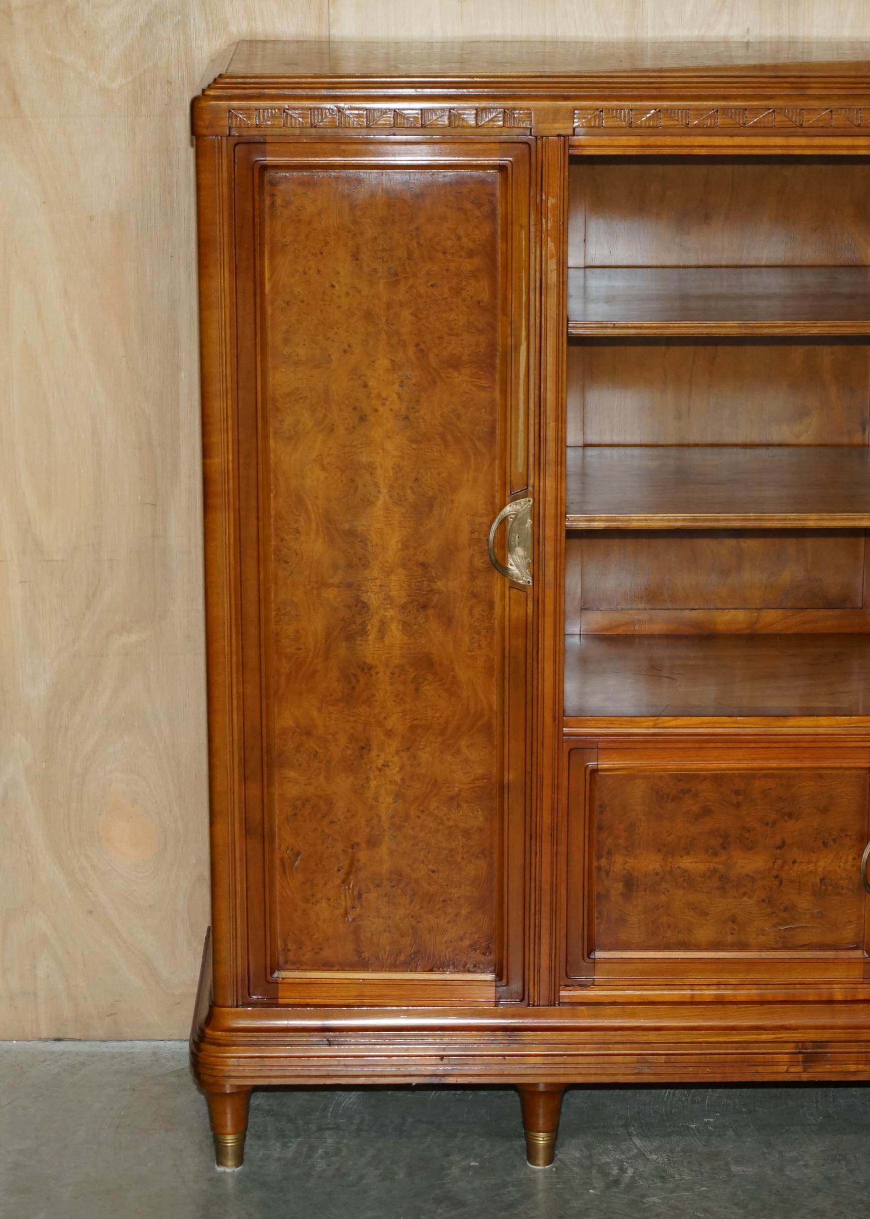 Art Nouveau FRENCH LEON JALLOT ART NOUVEAU BURR WALNUT BOOKCASE CABINET CUPBOARDS PART SUiTE For Sale