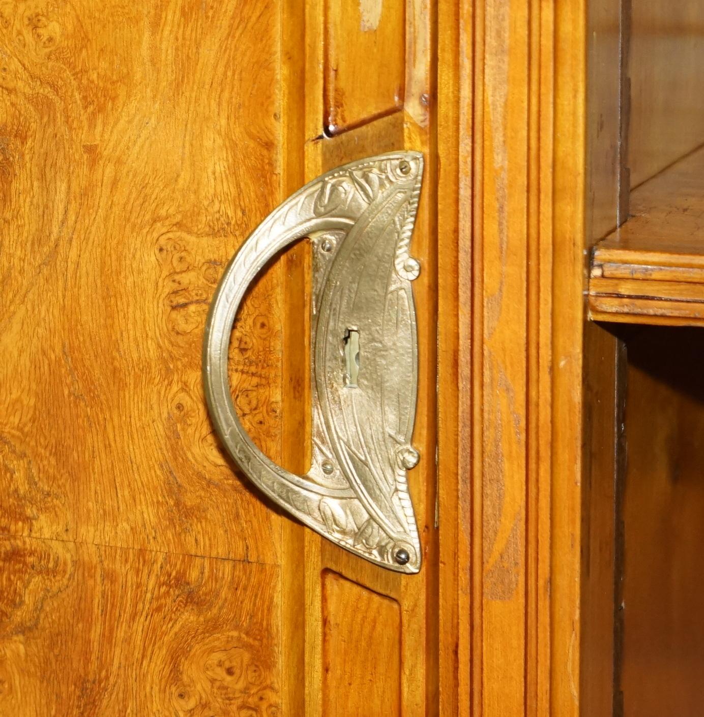 20th Century FRENCH LEON JALLOT ART NOUVEAU BURR WALNUT BOOKCASE CABINET CUPBOARDS PART SUiTE For Sale