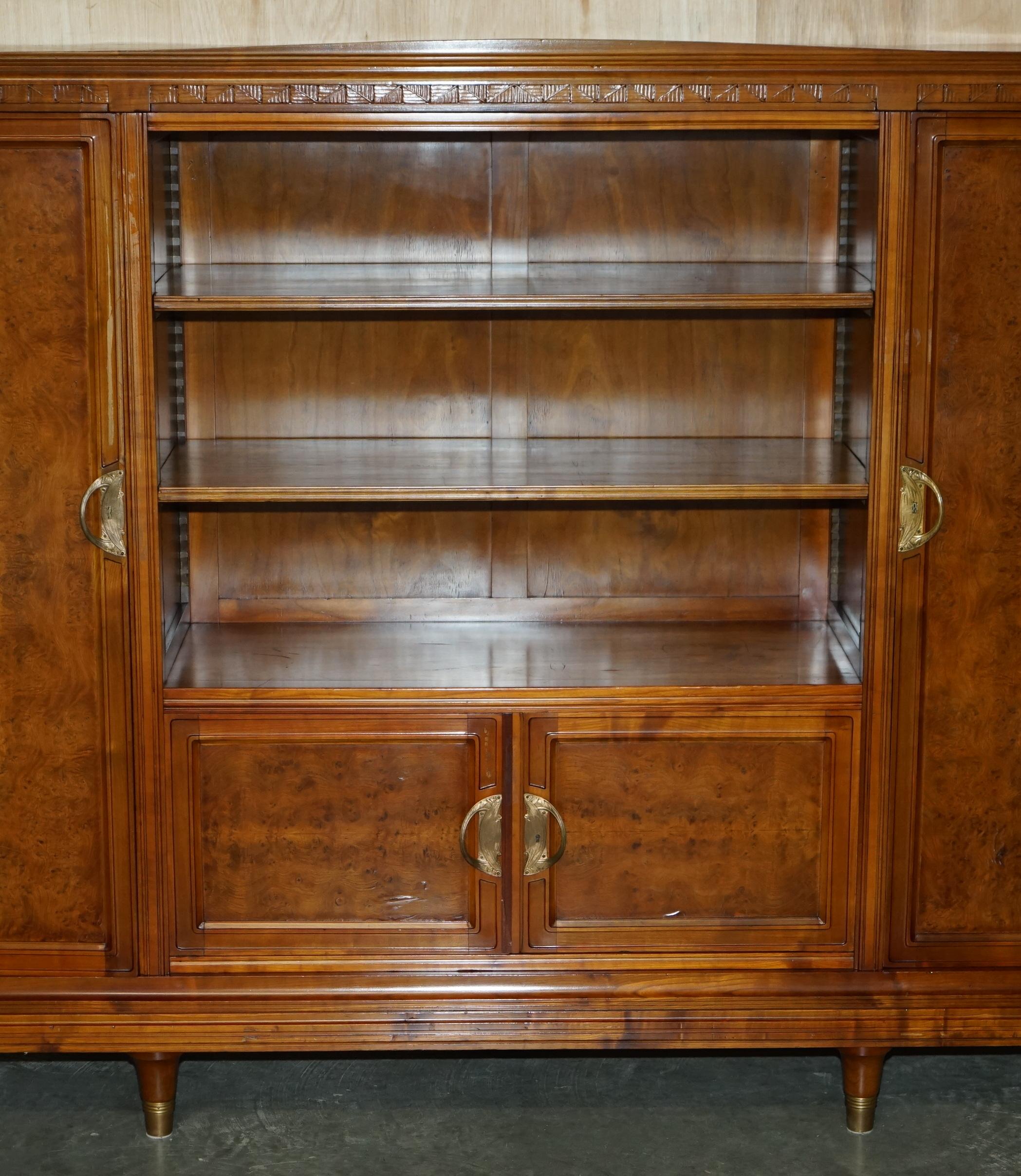 Oak FRENCH LEON JALLOT ART NOUVEAU BURR WALNUT BOOKCASE CABINET CUPBOARDS PART SUiTE For Sale