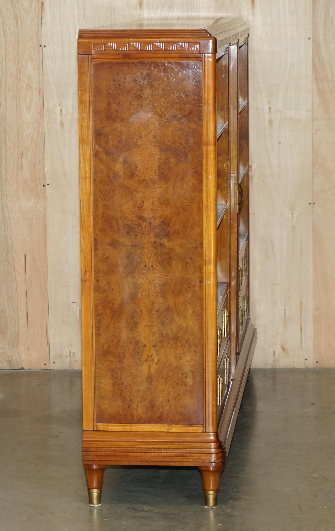 FRENCH LEON JALLOT ART NOUVEAU BURR WALNUT BOOKCASE CHEST OF DRAWERS PART SUiTE For Sale 5