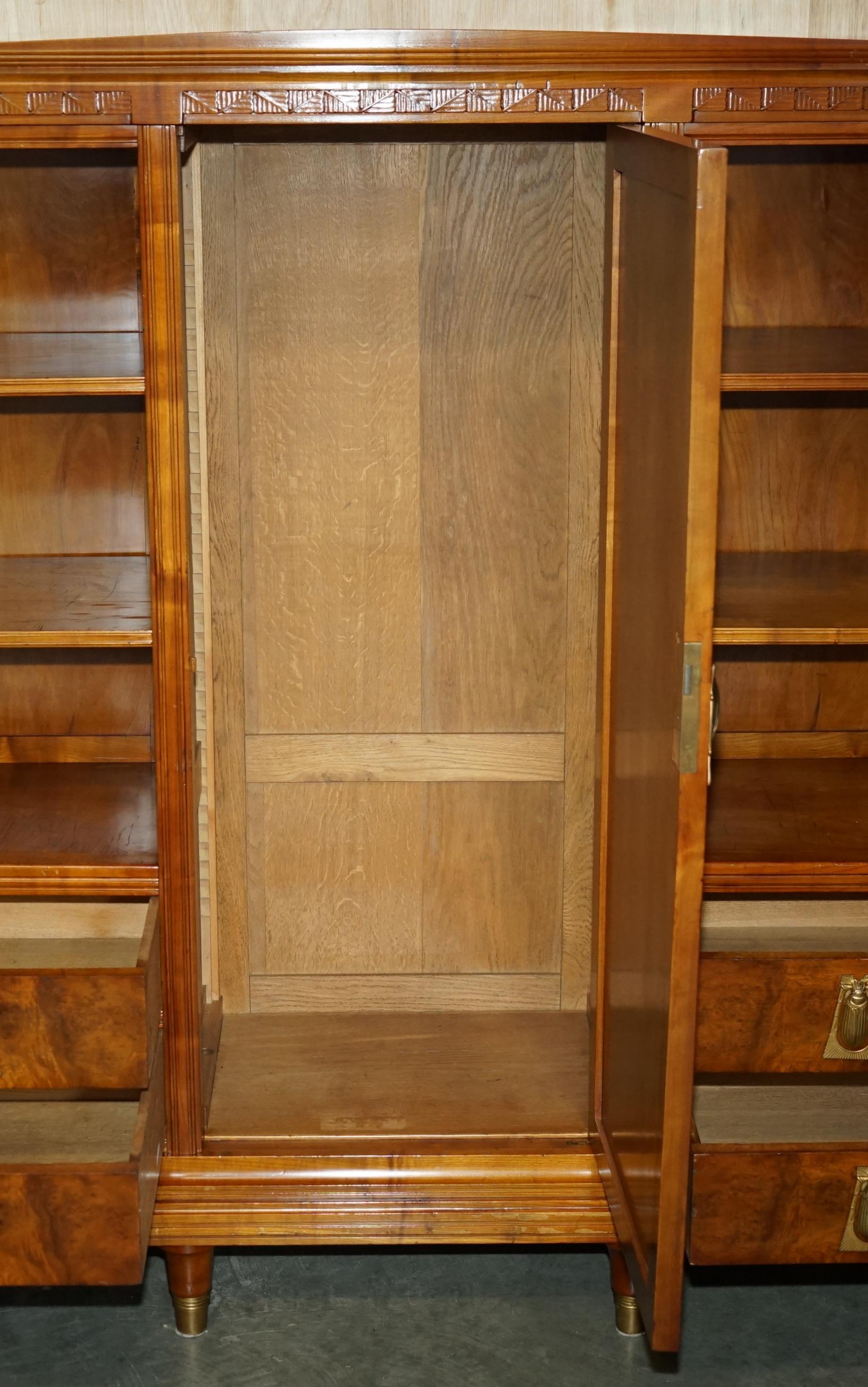 FRENCH LEON JALLOT ART NOUVEAU BURR WALNUT BOOKCASE CHEST OF DRAWERS PART SUiTE For Sale 11