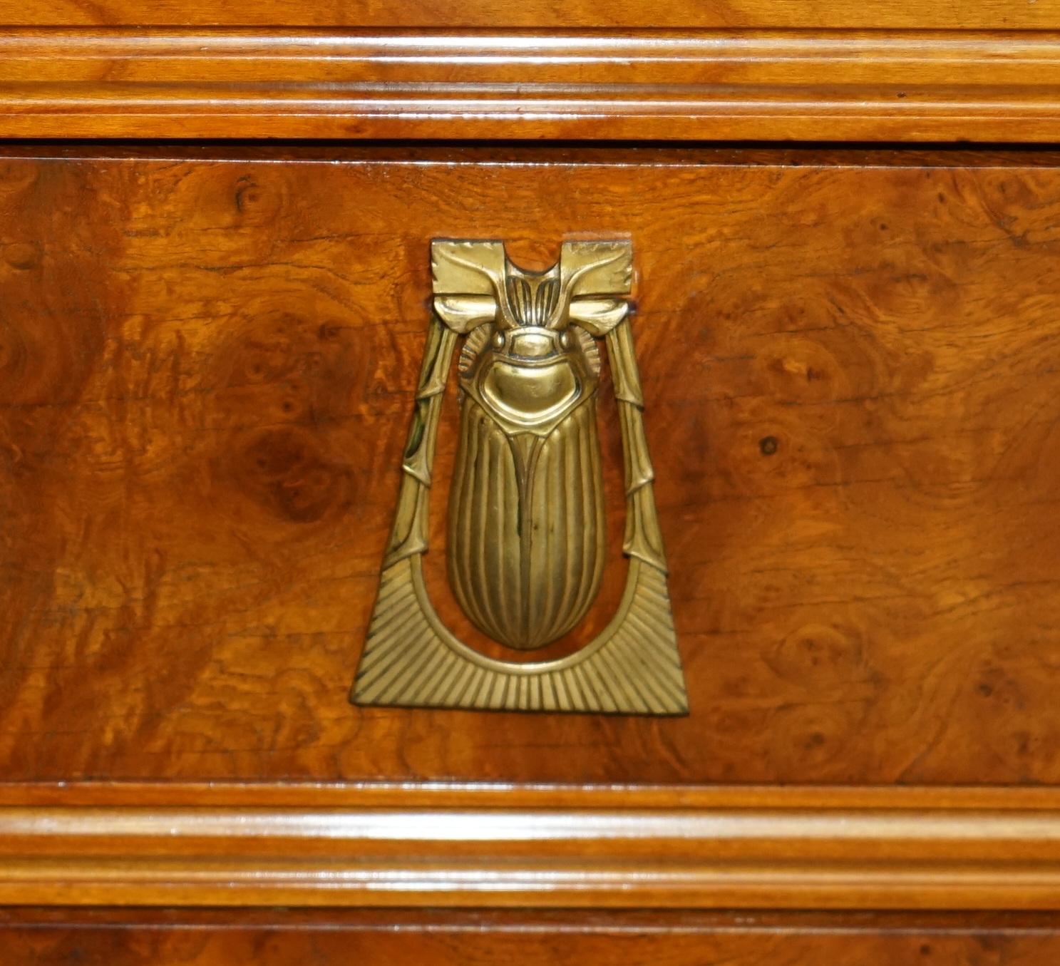 20th Century FRENCH LEON JALLOT ART NOUVEAU BURR WALNUT BOOKCASE CHEST OF DRAWERS PART SUiTE For Sale