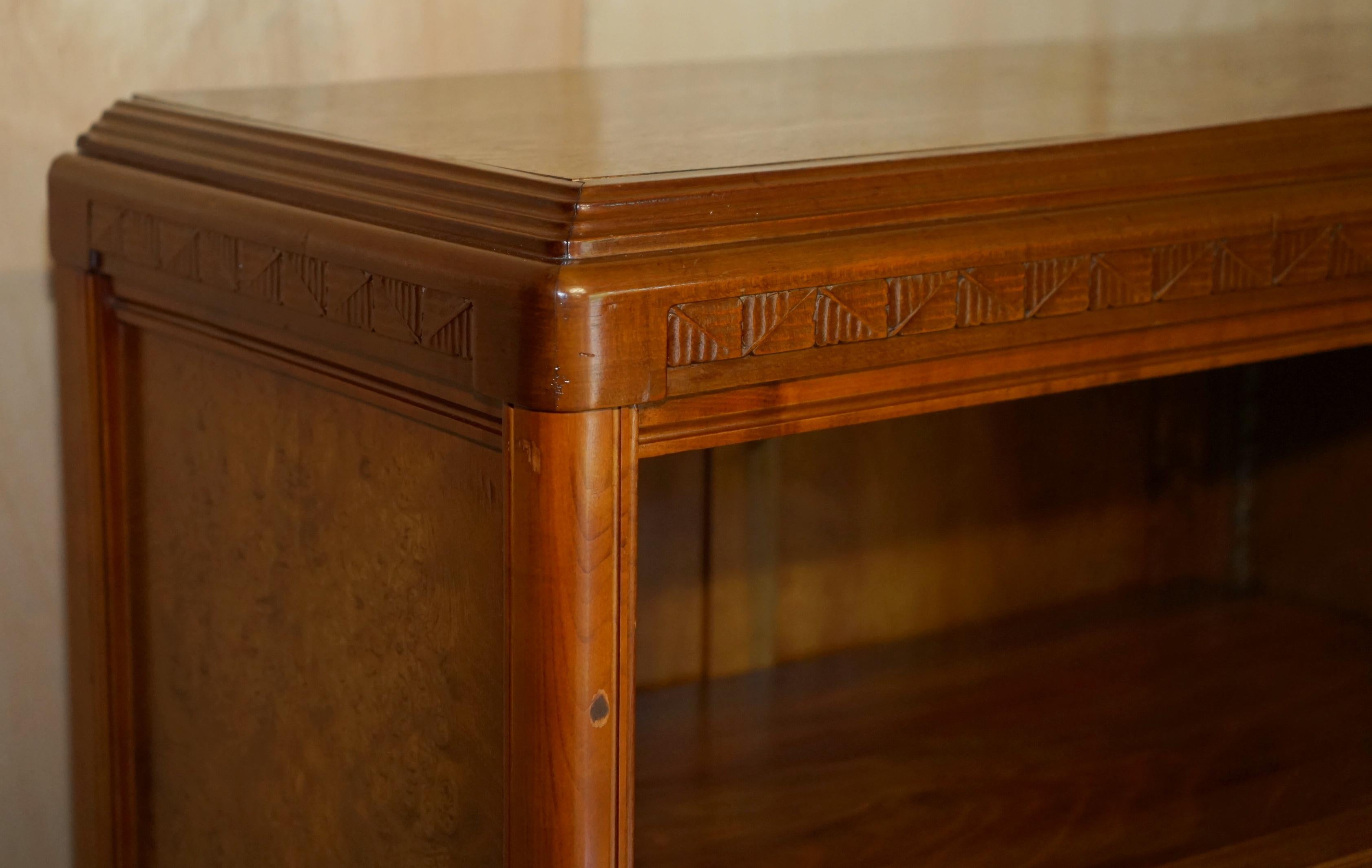 FRENCH LEON JALLOT ART NOUVEAU BURR WALNUT BOOKCASE CHEST OF DRAWERS PART SUiTE For Sale 1