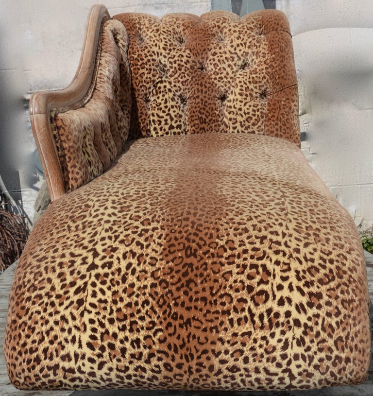 French Leopard Print Velvet Chaise Lounge For Sale At 1stdibs