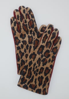 French Leopard Printed Leather Gloves
