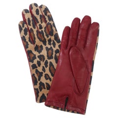 French Leopard Printed Leather Gloves