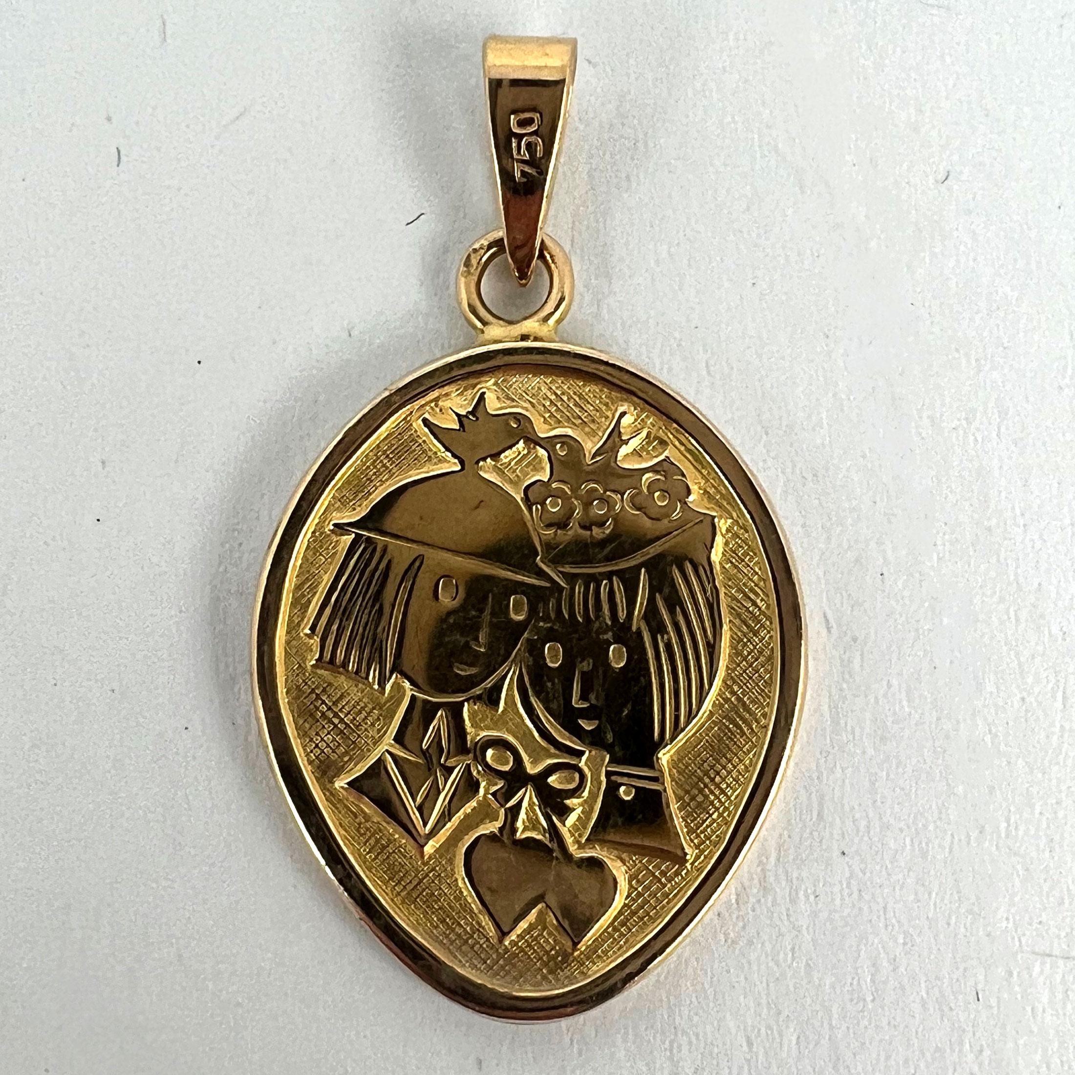 Les Amoureux de Peynet, paire d'amoureux, pendentif breloque en or jaune 18 carats en vente 4