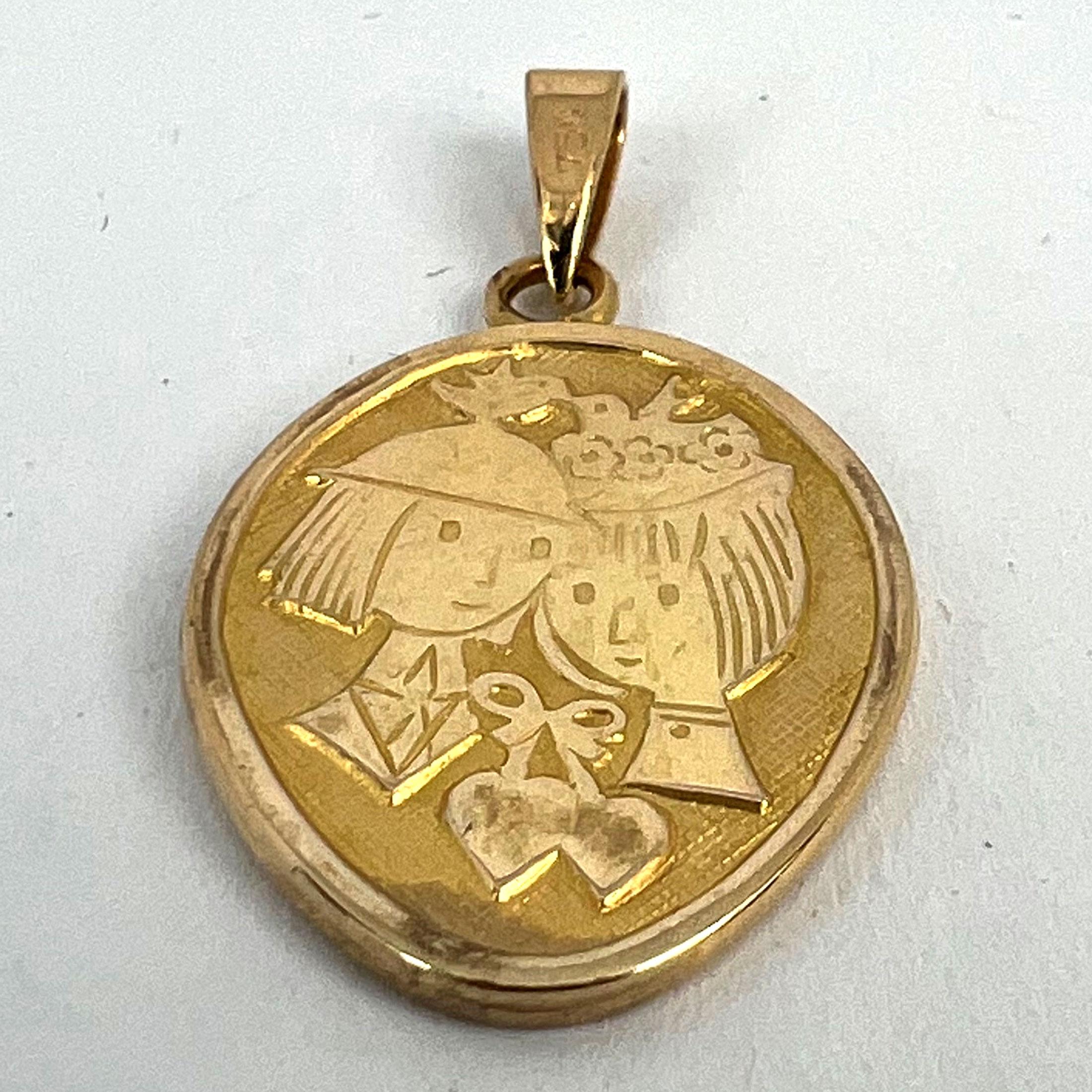 Les Amoureux de Peynet, paire d'amoureux, pendentif breloque en or jaune 18 carats en vente 6