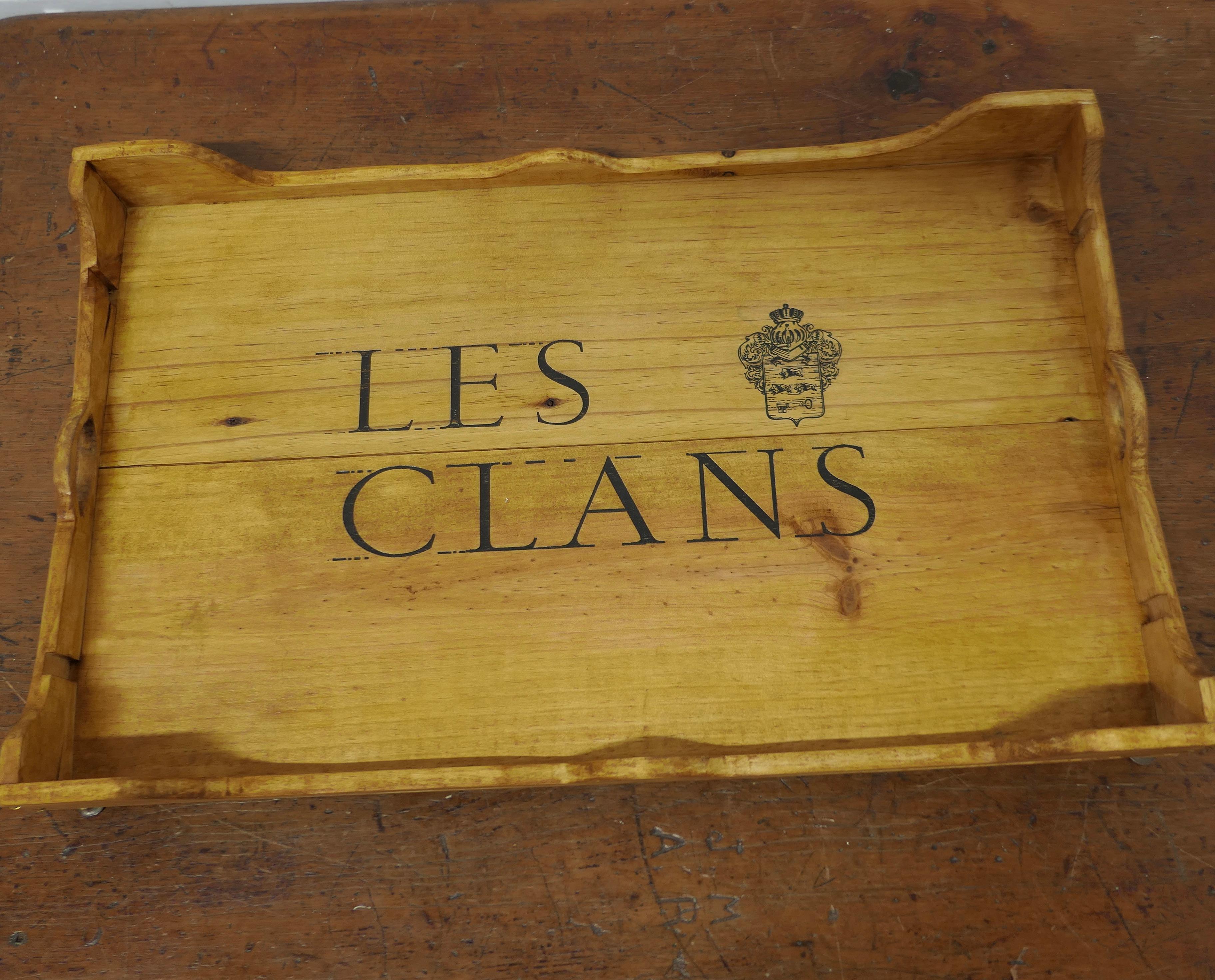 French Les Clans Wine Box Tray

A good looking piece, made in Wine Box Golden Cedar with a scalloped gallery 
 The tray is a great looking piece, just the thing to present at your table
The tray  is 3” tall and 22” x 13” 
TSW313
