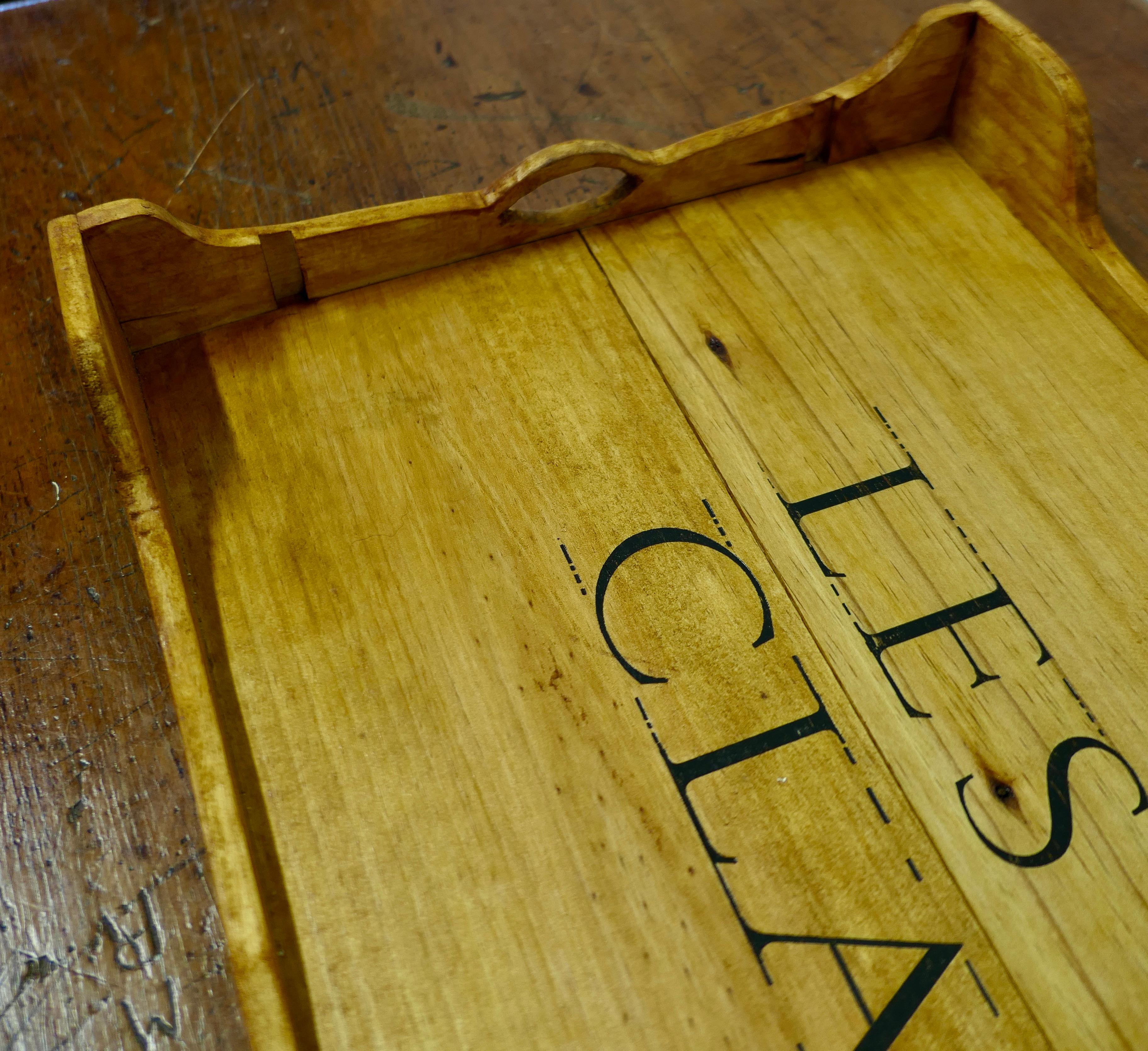 Cedar French Les Clans Wine Box Tray  A good looking piece  For Sale