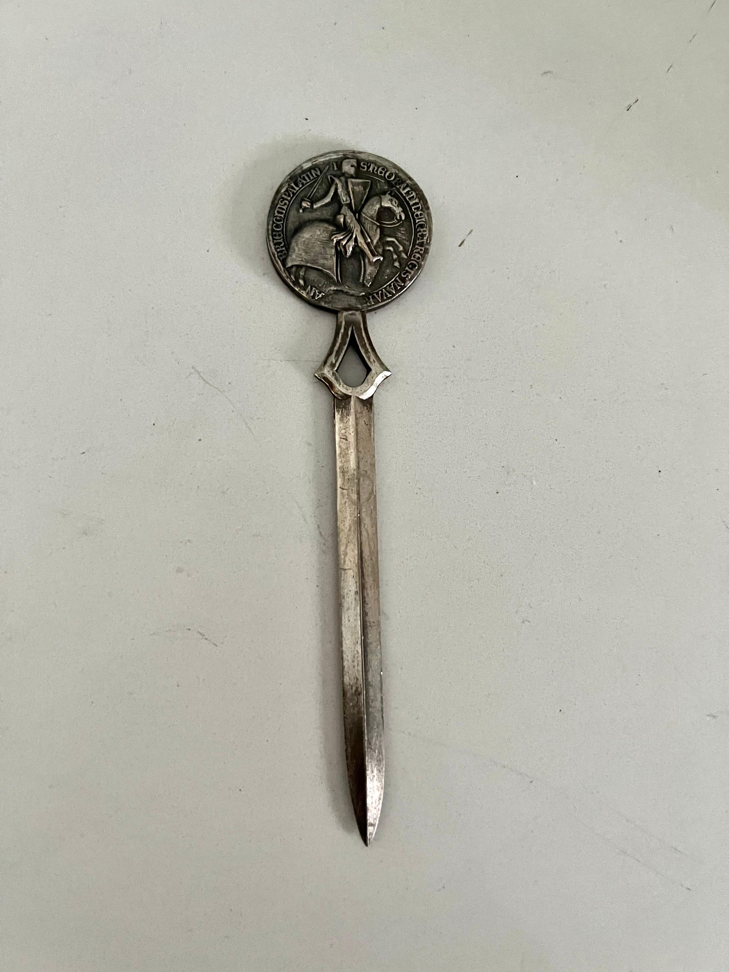 French Letter Opener with a Medallion of a Man on a Horse In Good Condition For Sale In Los Angeles, CA
