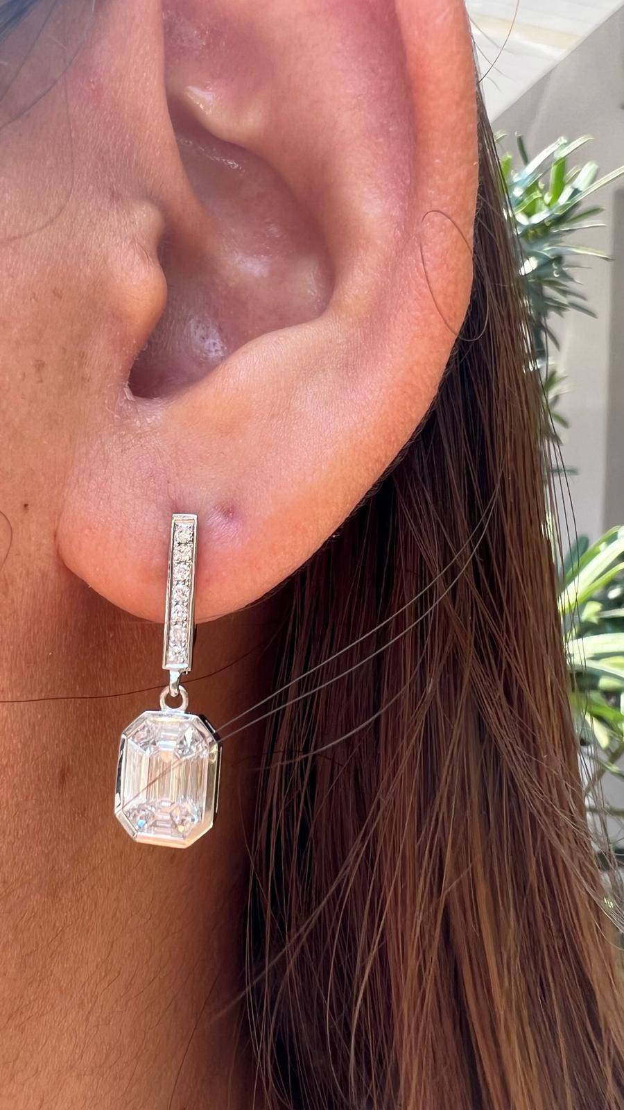 Boucles d'oreilles pendantes en diamants taillés en Pie Unisexe en vente