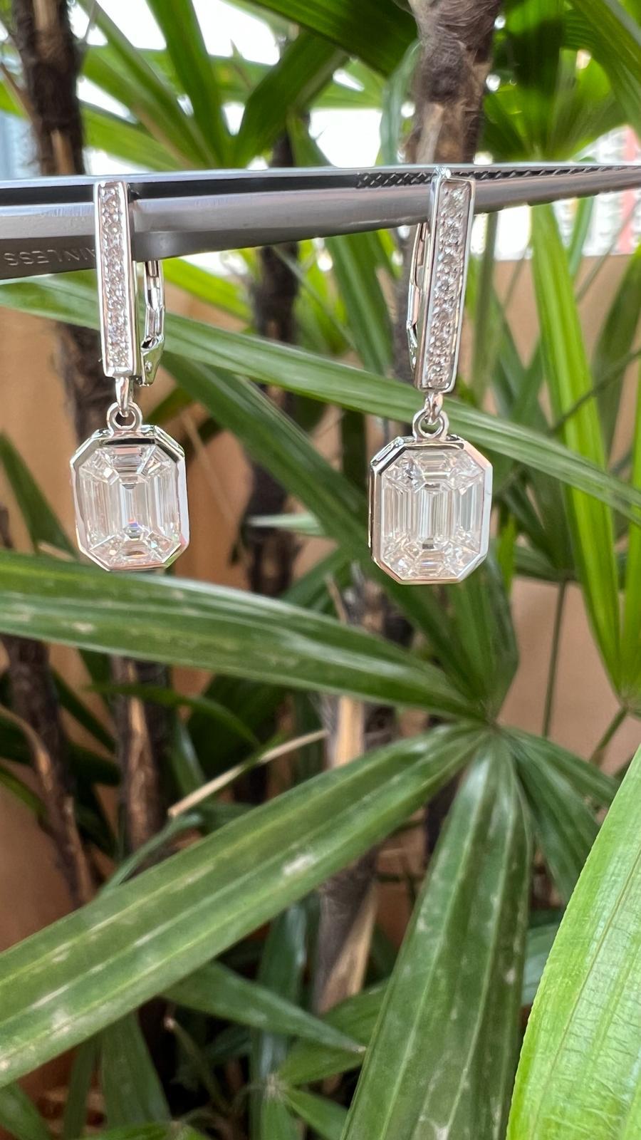 Boucles d'oreilles pendantes en diamants taillés en Pie en vente 1