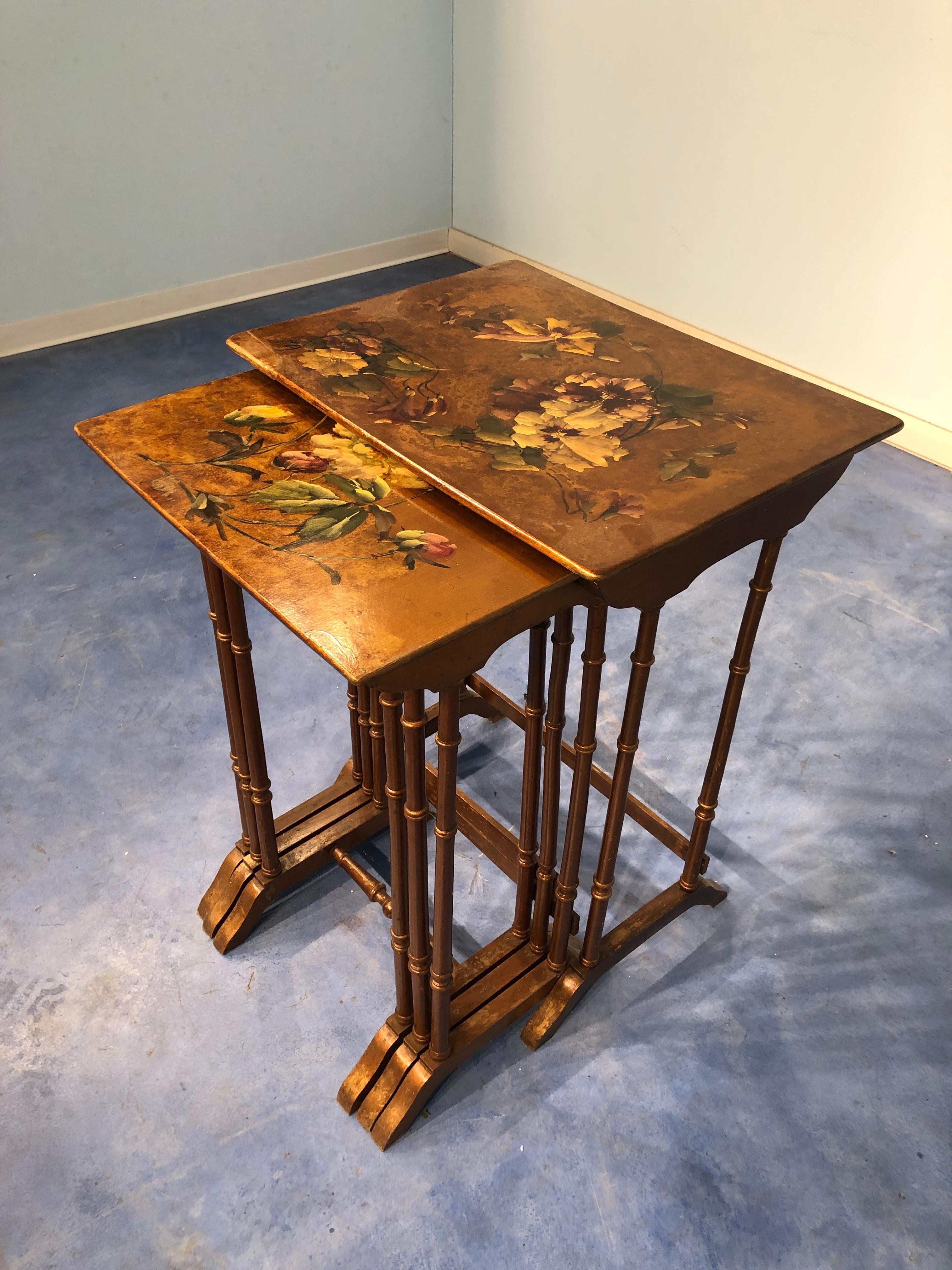Wood French Liberty Art Nouveau Coffee Table 