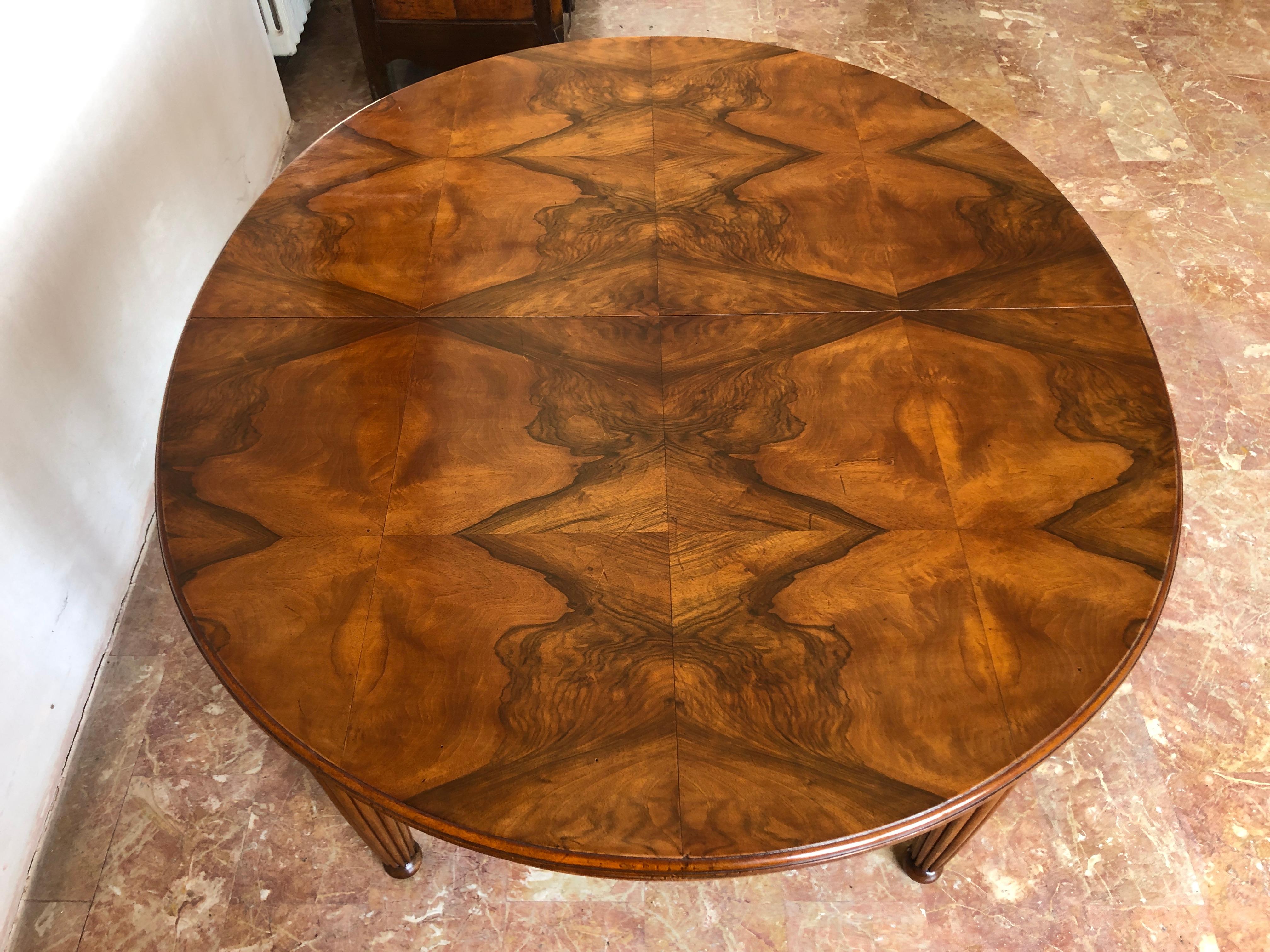 French Liberty Art Nouveau Dining Table in Walnut, 1920s 6