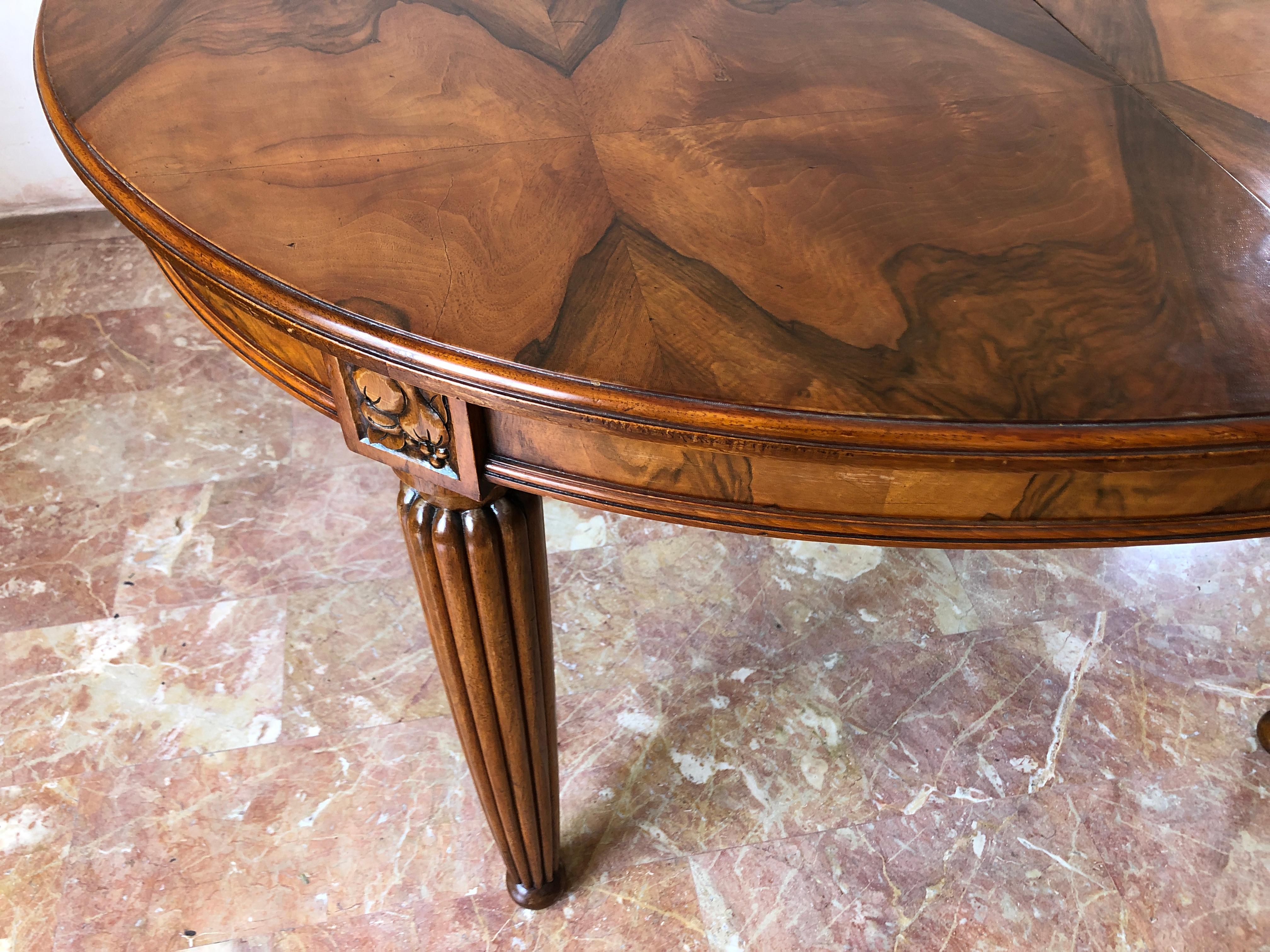 French Liberty Art Nouveau Dining Table in Walnut, 1920s 7