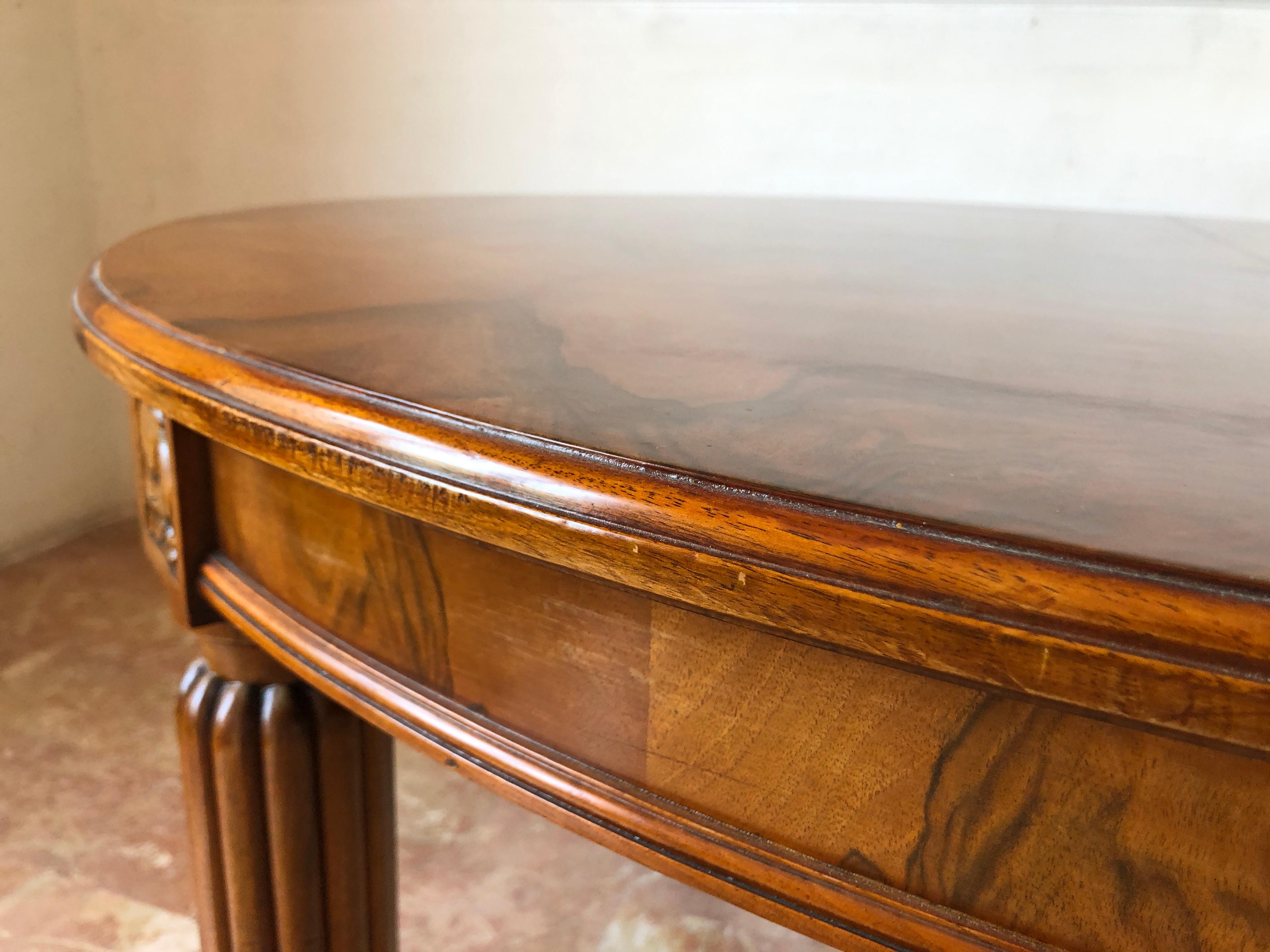 French Liberty Art Nouveau Dining Table in Walnut, 1920s 8